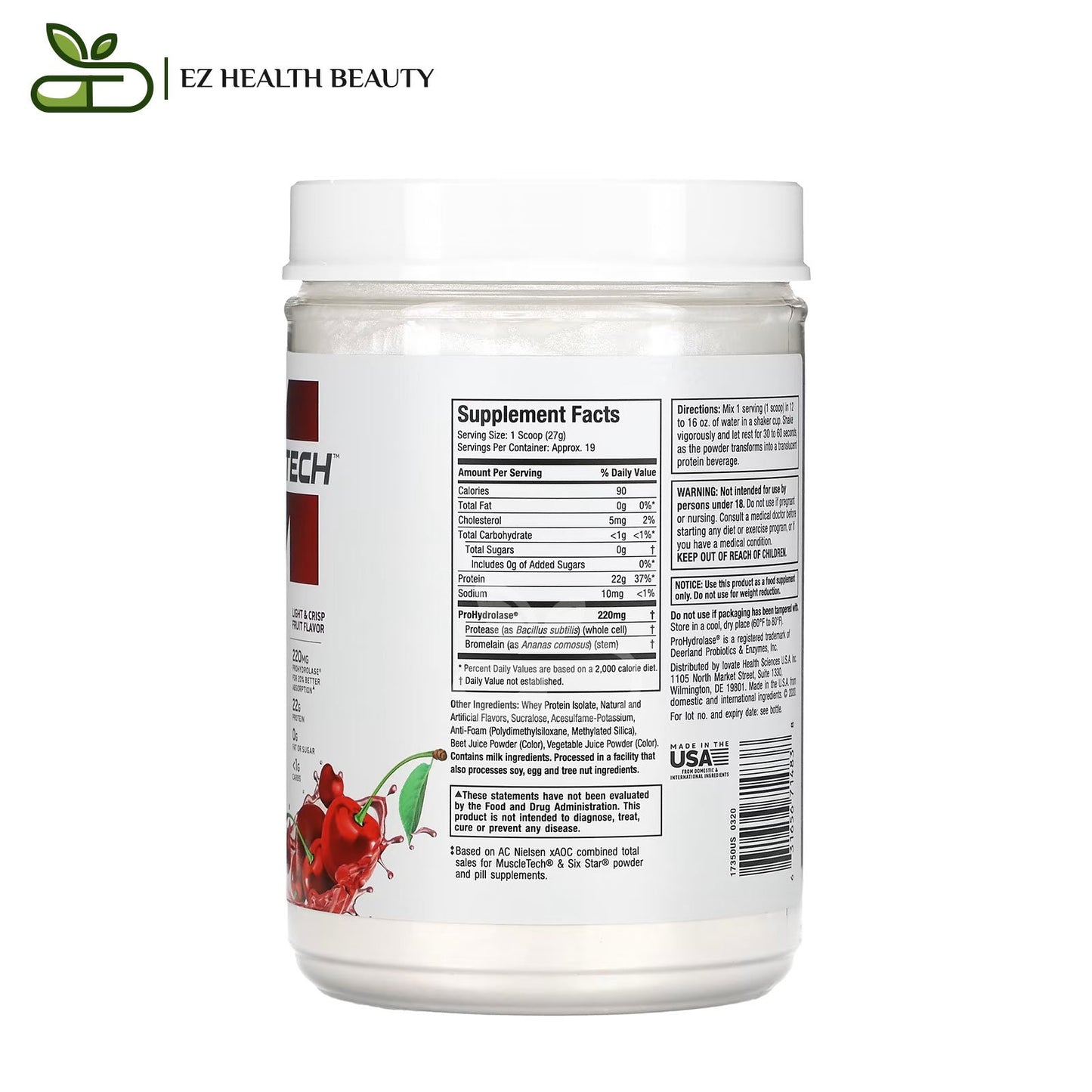 Supplement ISO Whey Clear Ultra Pure Protein Isolate Arctic Cherry Blast MuscleTech - (500 g)