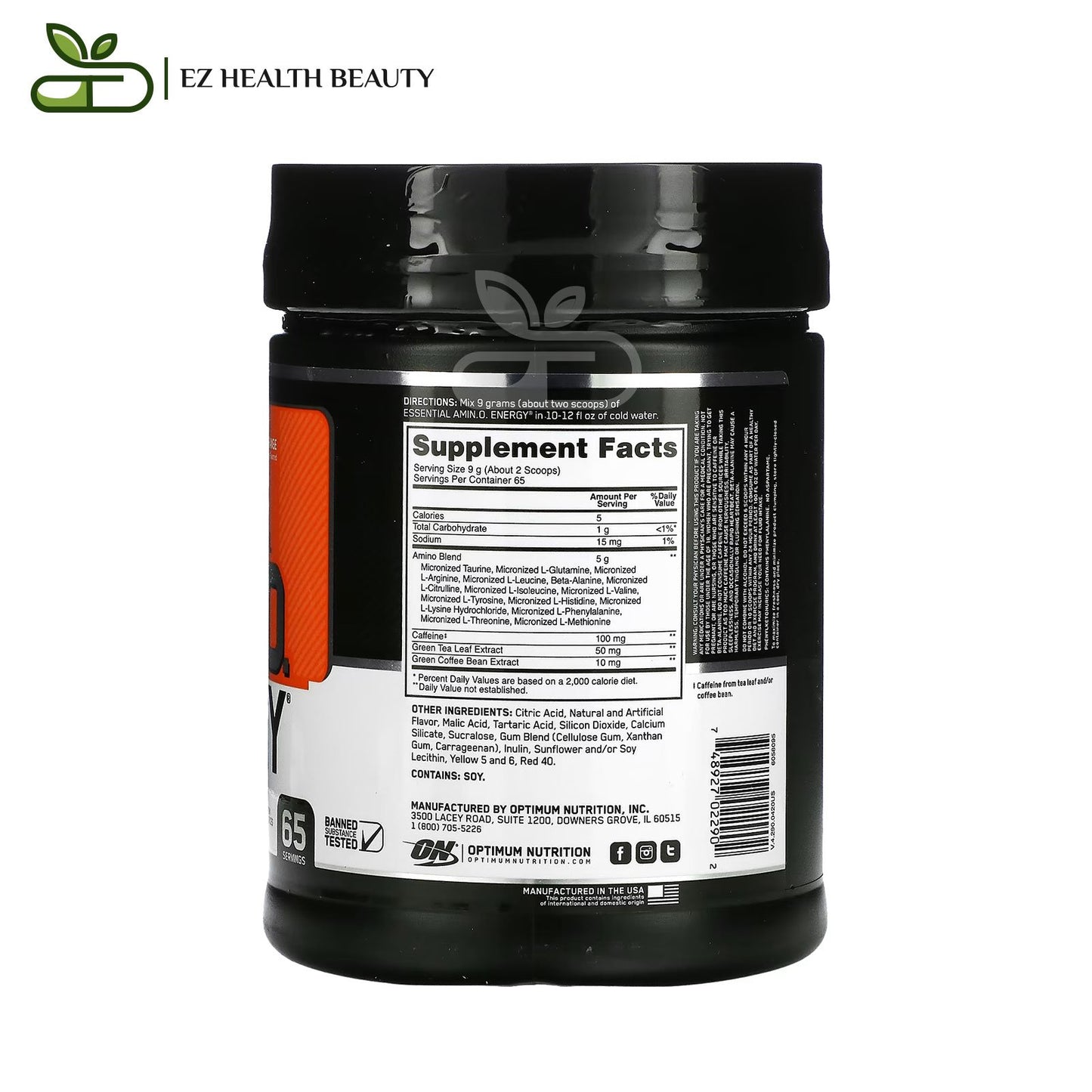 Supplement Amino Energy Orange Optimum Nutrition - (585 g) to increased energy and alertness