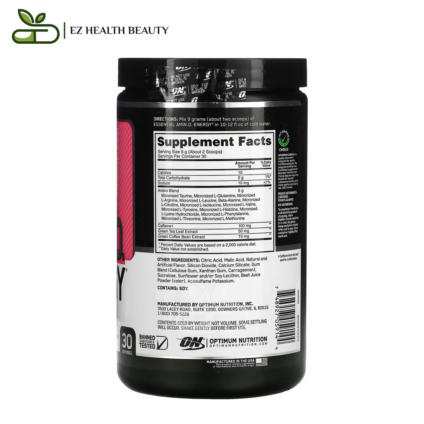 Amino Energy Juicy Strawberry Burst Optimum Nutrition - (270 g) to improve muscle performance