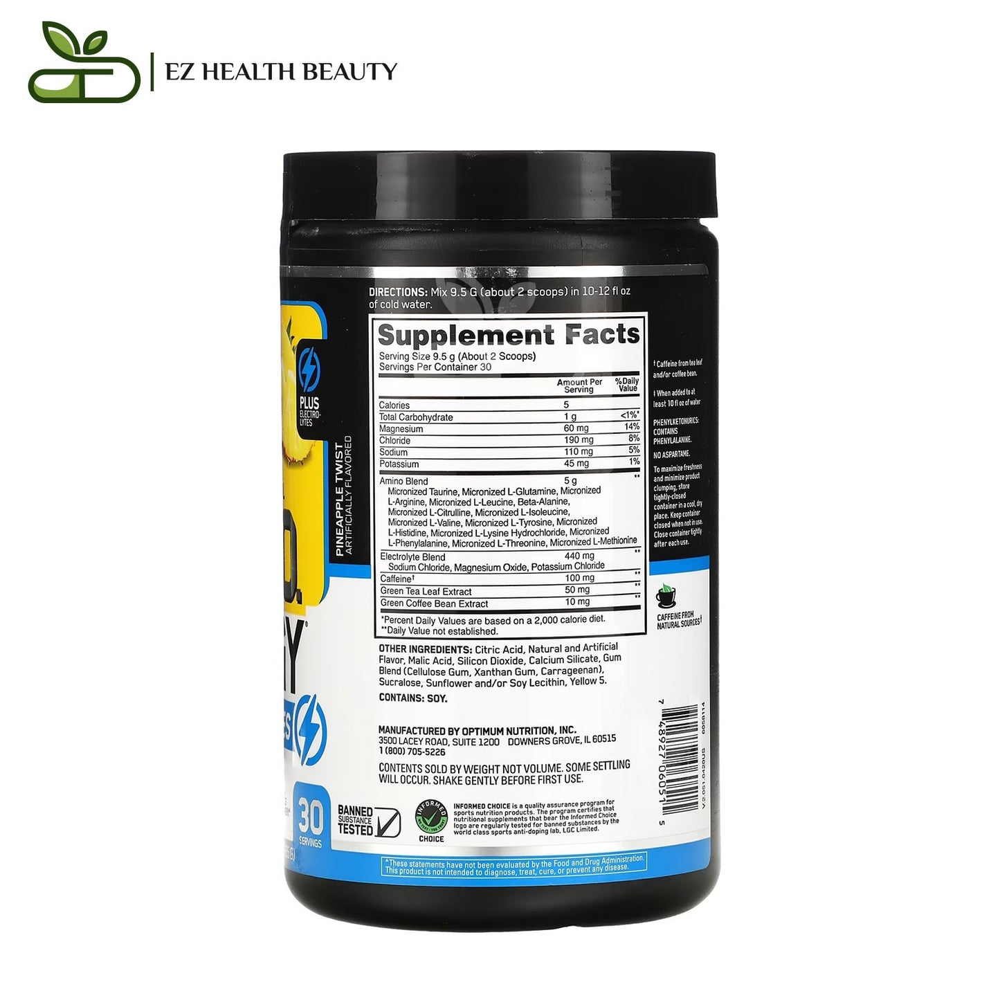 Supplement Amino Energy + Electrolytes Pineapple Twist Optimum Nutrition - (285 g)