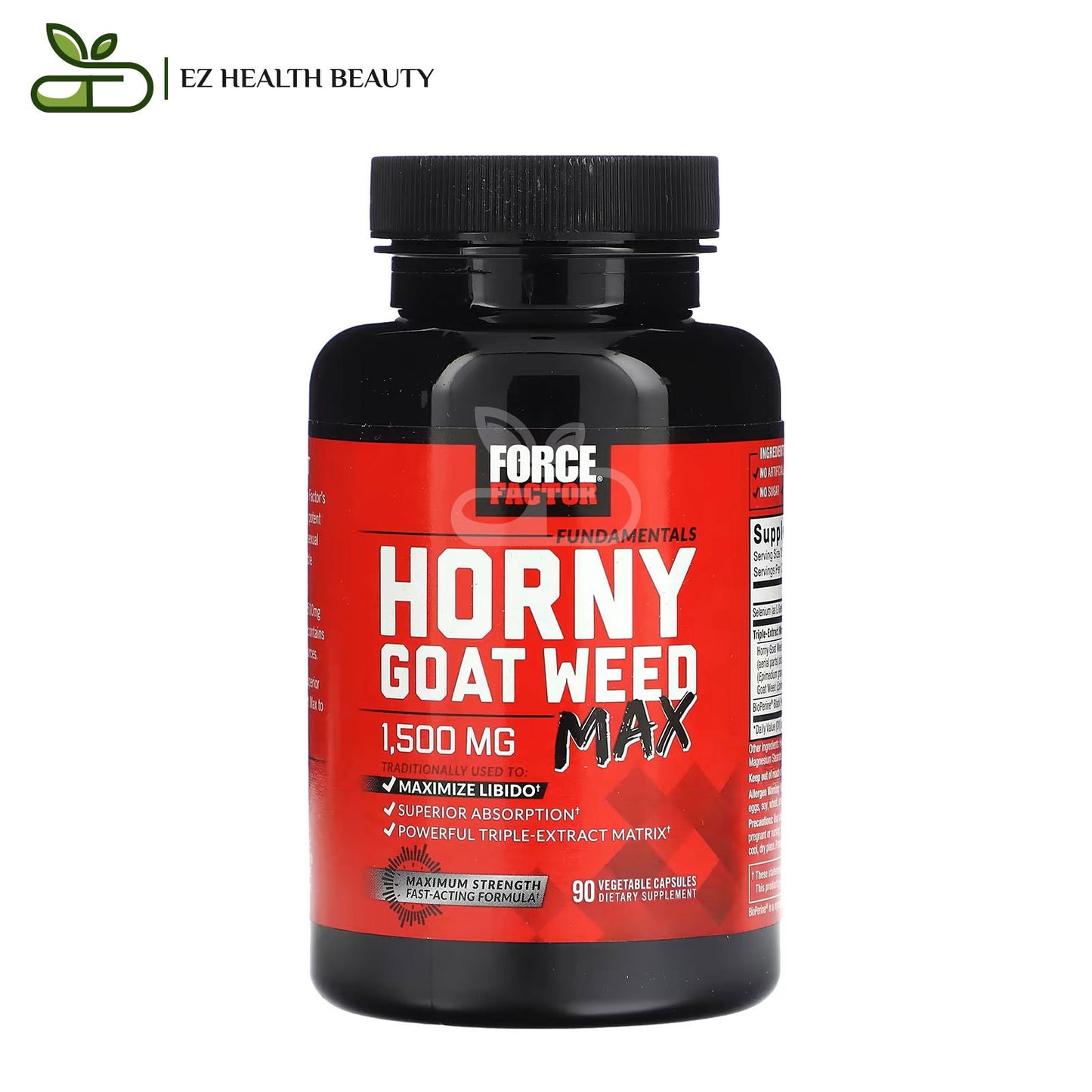 Force Factor Horny Goat Weed Max 500 MG 90 Vegetable Capsules