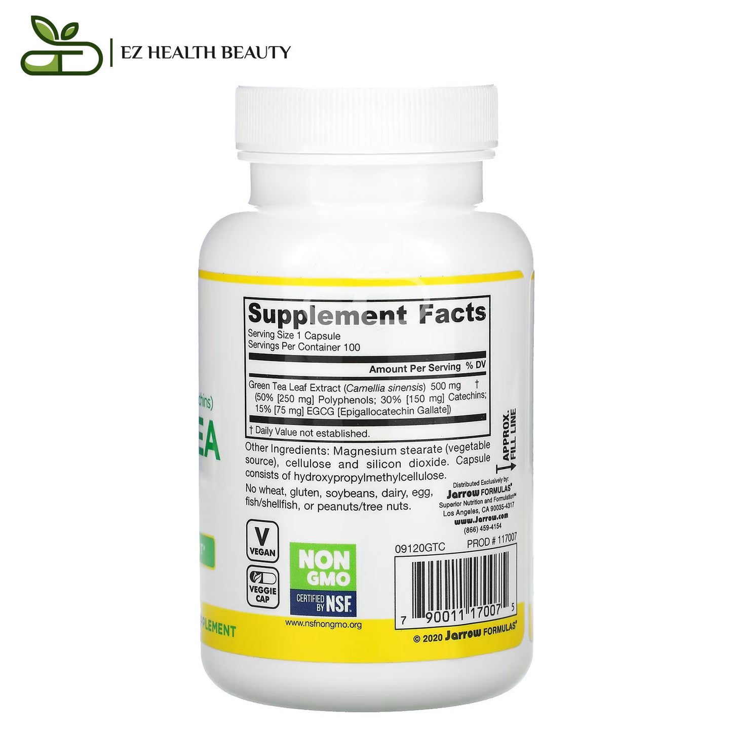 Jarrow Formulas Green Tea 500 MG 100 Veggie Caps