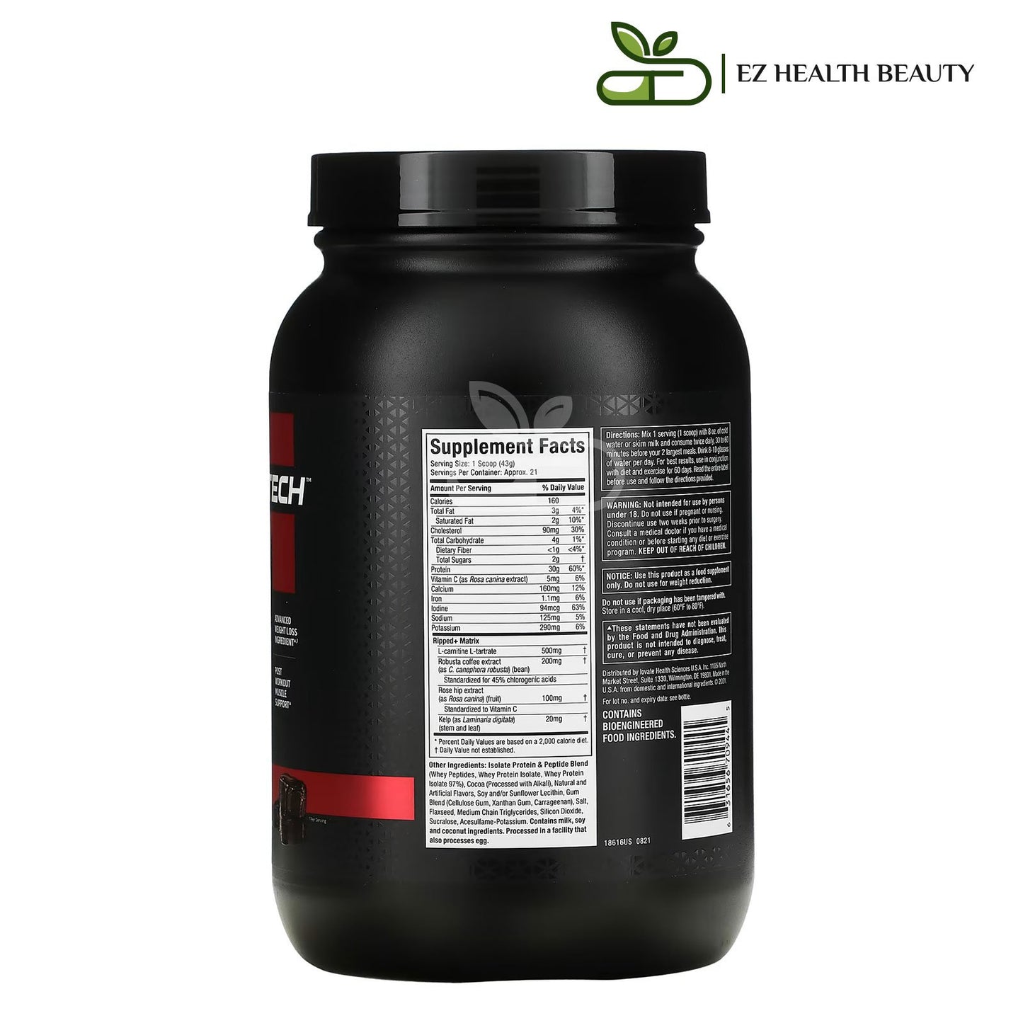 Nitro Tech Ripped Lean Protein MuscleTech Weight Loss Chocolate Fudge Brownie - (907 g)