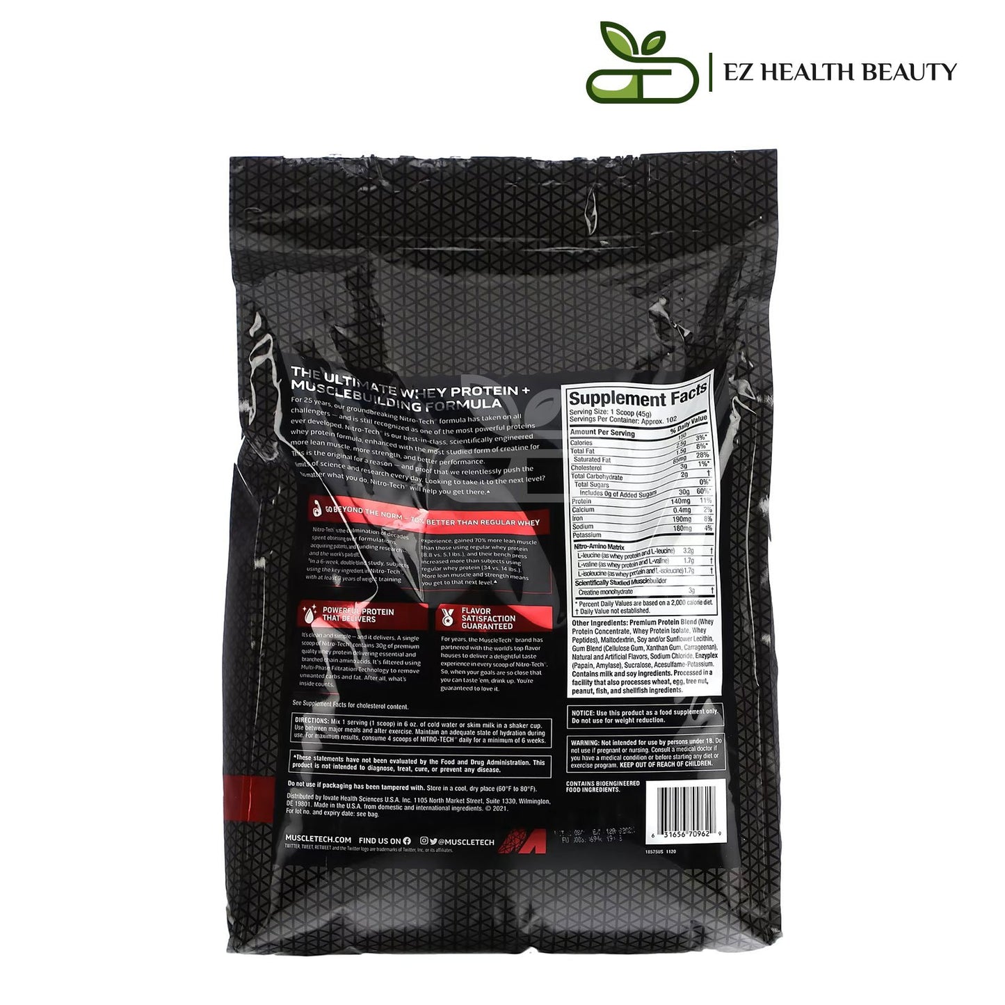 Performance Series Nitro Tech Whey Peptides & amp Isolate Lean Muscle builder MuscleTech - Vanilla - 10 lbs (4.54 kg)