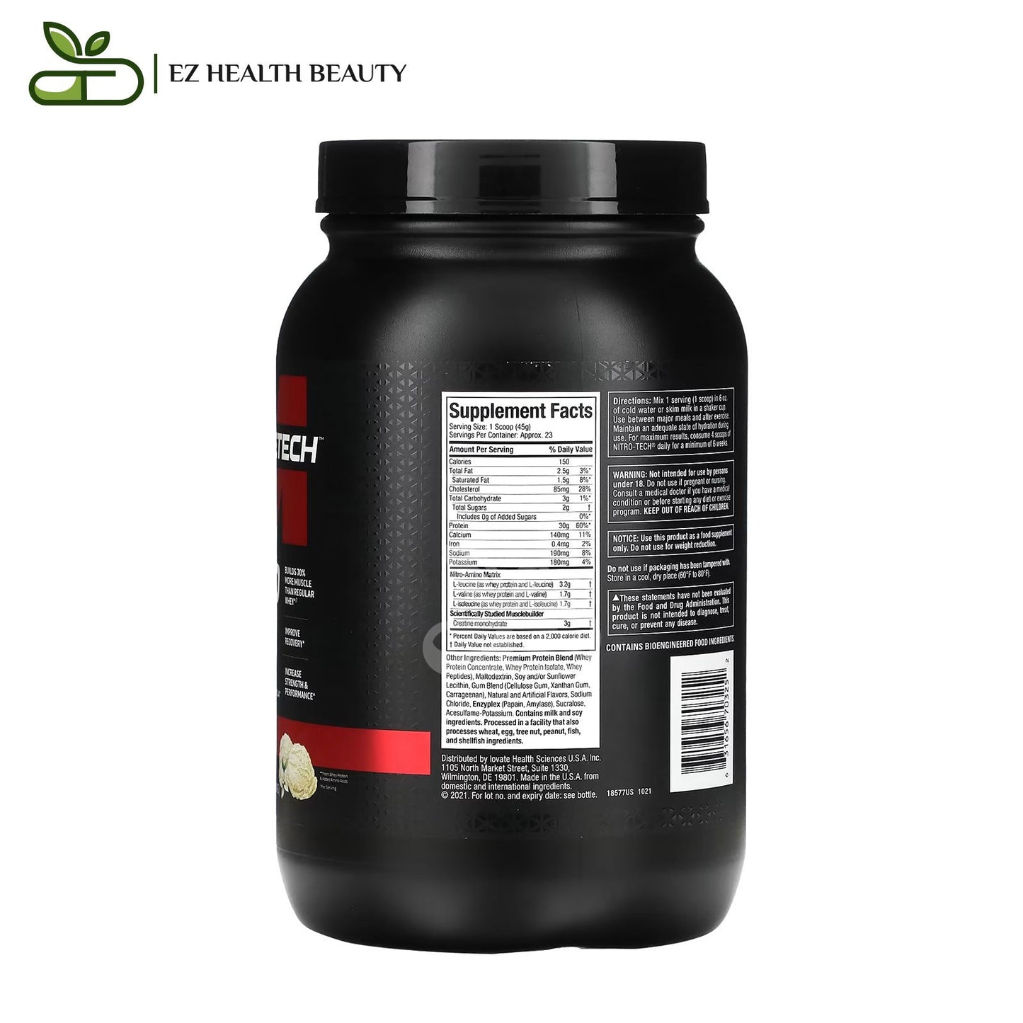 Nitro Tech Whey Protein Supplement Vanilla Cream MuscleTech - (1kg)