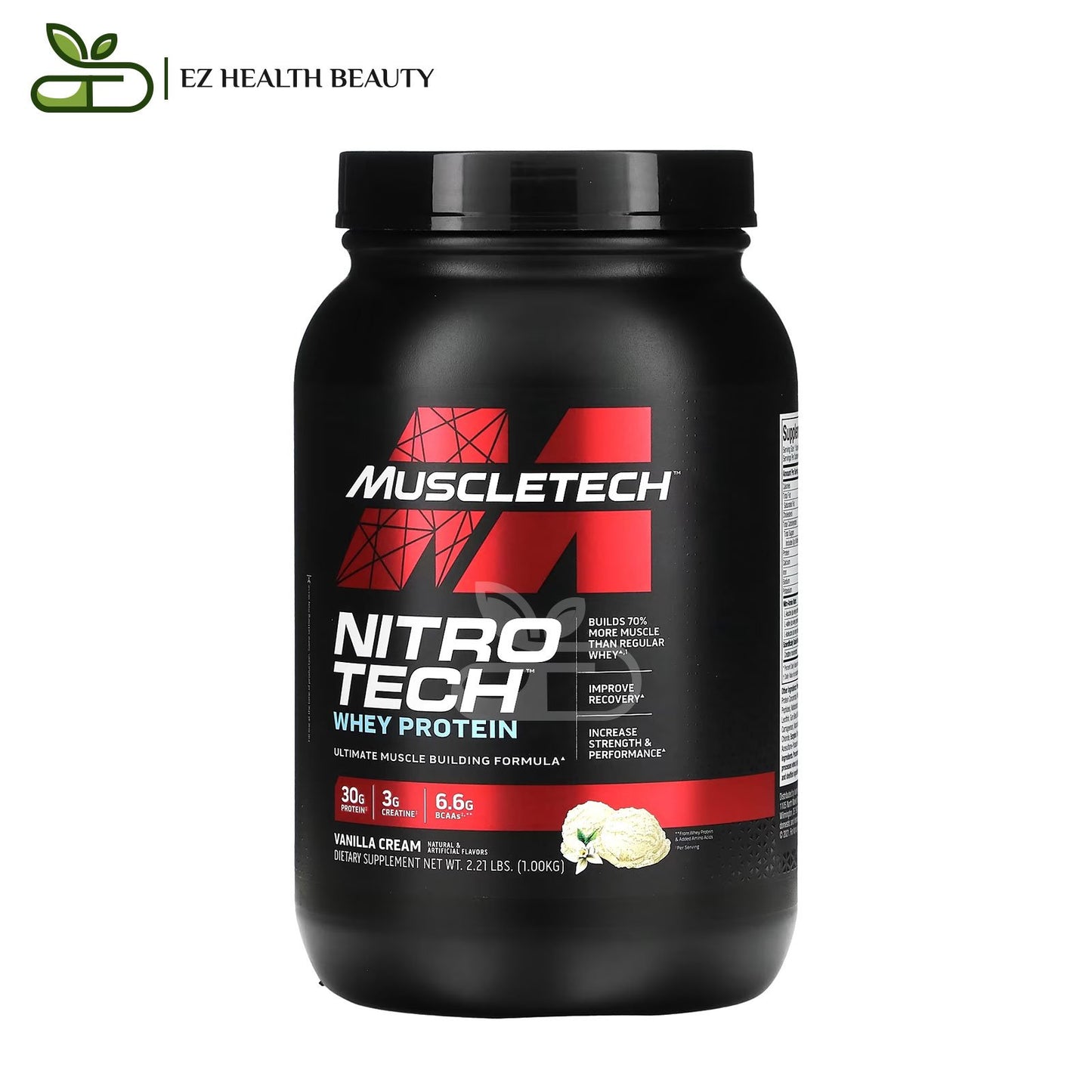Nitro Tech Whey Protein Supplement Vanilla Cream MuscleTech - (1kg)