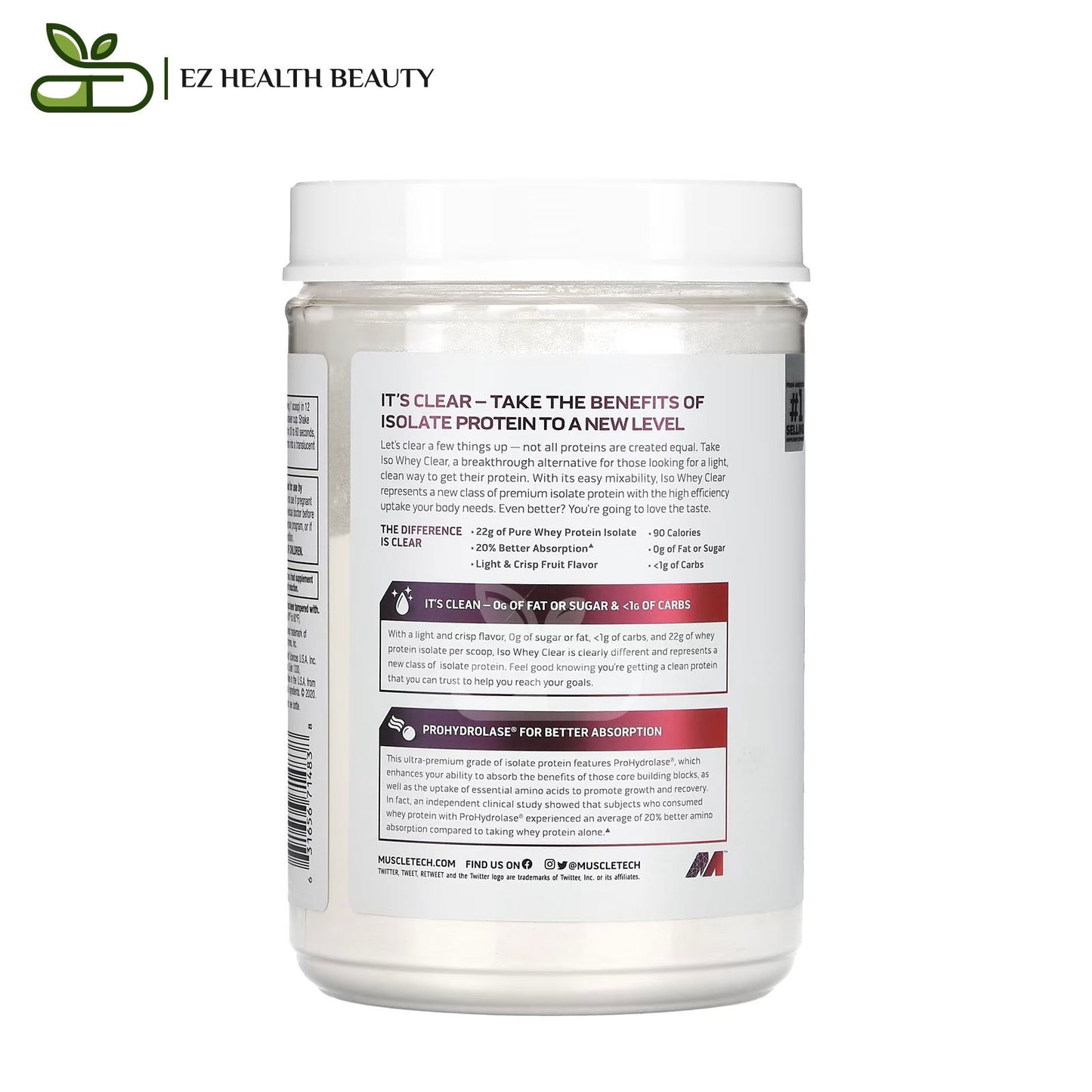 Supplement ISO Whey Clear Ultra Pure Protein Isolate Arctic Cherry Blast MuscleTech - (500 g)