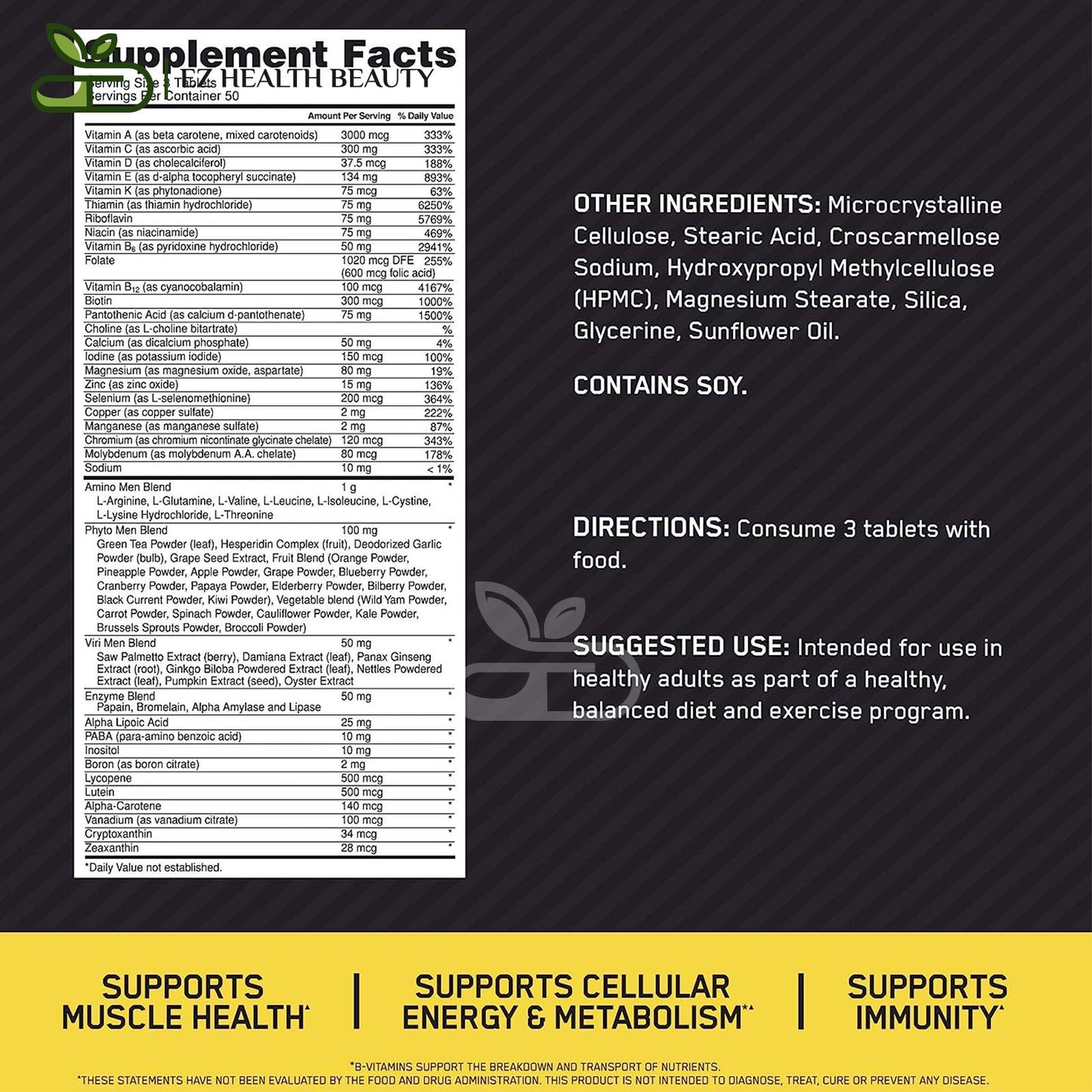 Supplement Opti Men Optimum Nutrition 150 Tablets to Improve men's sexual health