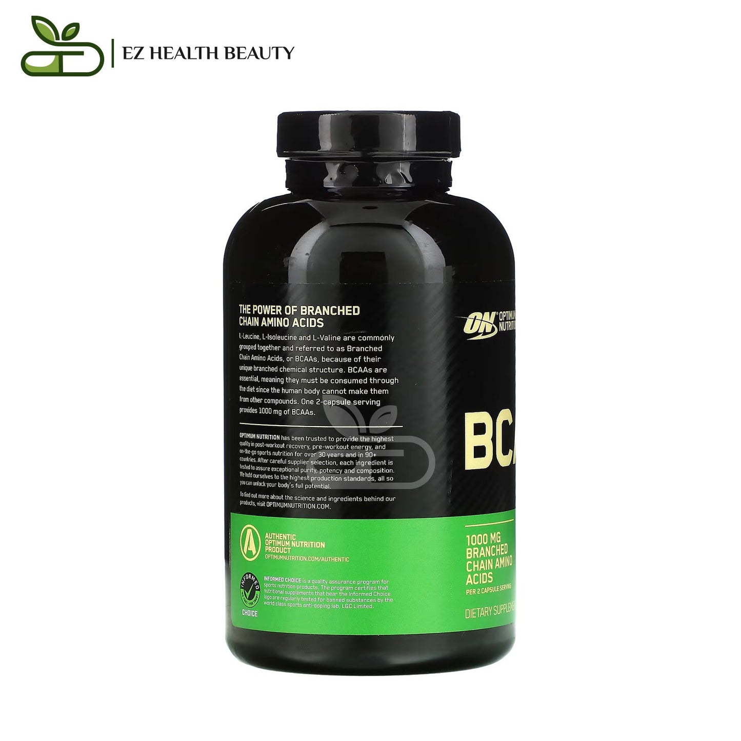 Supplement BCAA 1000 -500 mg- Optimum Nutrition - 400 Capsules to increase physical strength