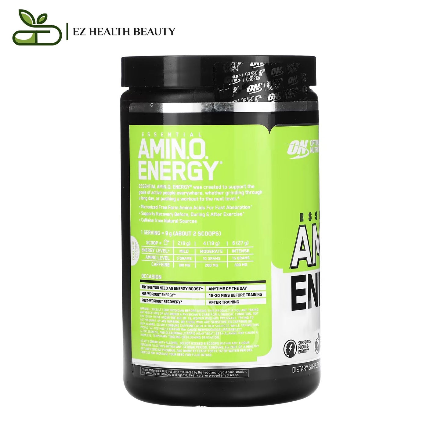Essential Amino Energy Green Apple Optimum Nutrition - (270 g) for Raising energy levels in the body
