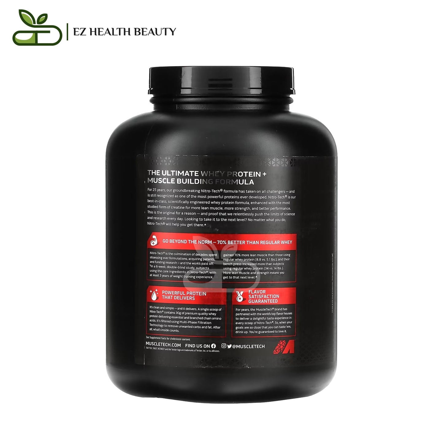 Nitro Tech - Whey Protein Strawberry MuscleTech for building lean muscles - (1.81 kg)