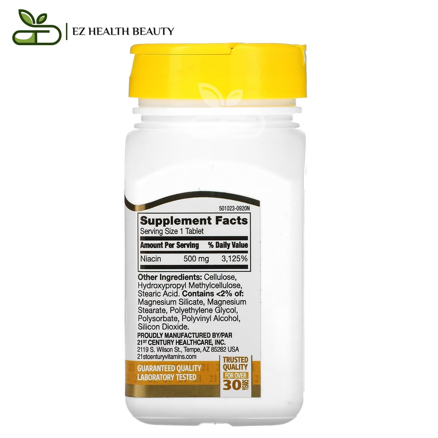 21st century niacin 500 mg tablet for energy support - 100 tablets
