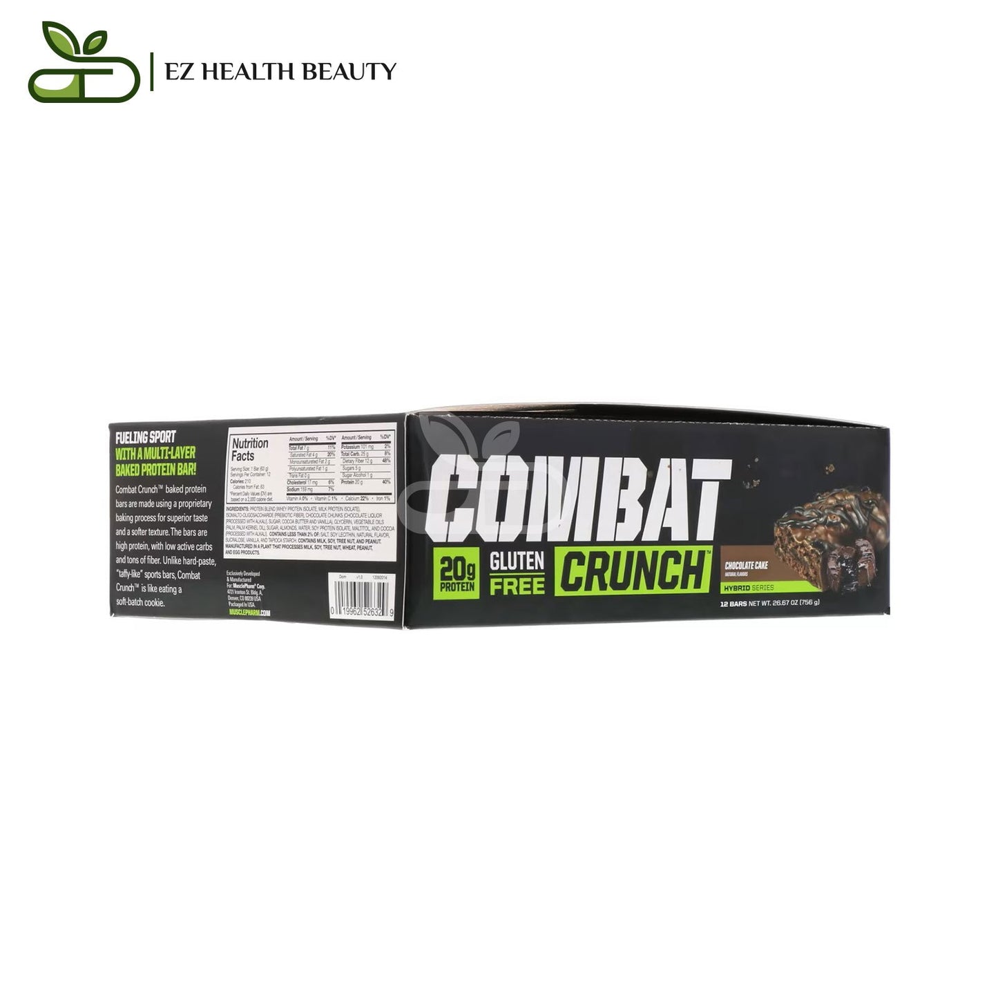 MusclePharm Hybrid Series Combat Crunch Chocolate Cake 12 Bars 2.22 oz (63 g) Each