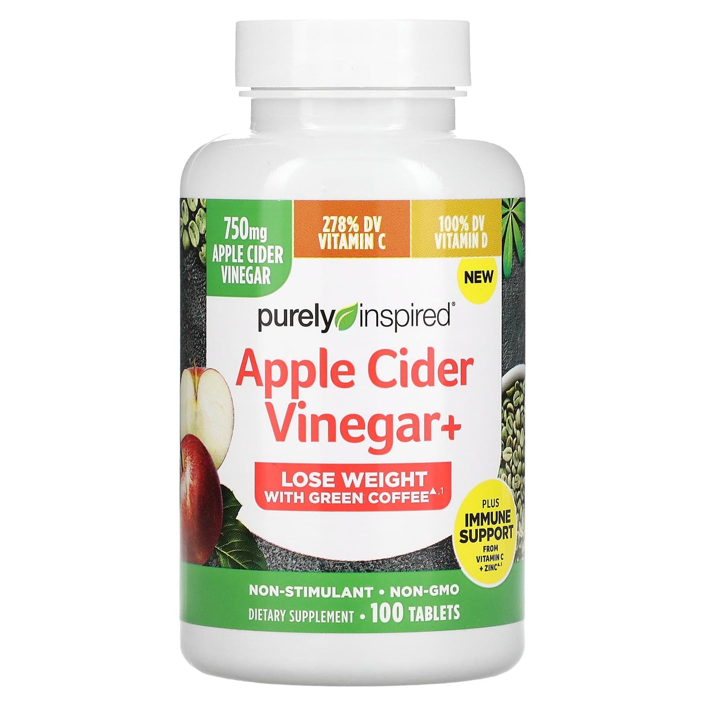 بيورلي إنسبايرد حبوب خل التفاح والقهوه الخضراء للتخسيس وحرق الدهون Apple Cider Vinegar عدد 100 كبسولة