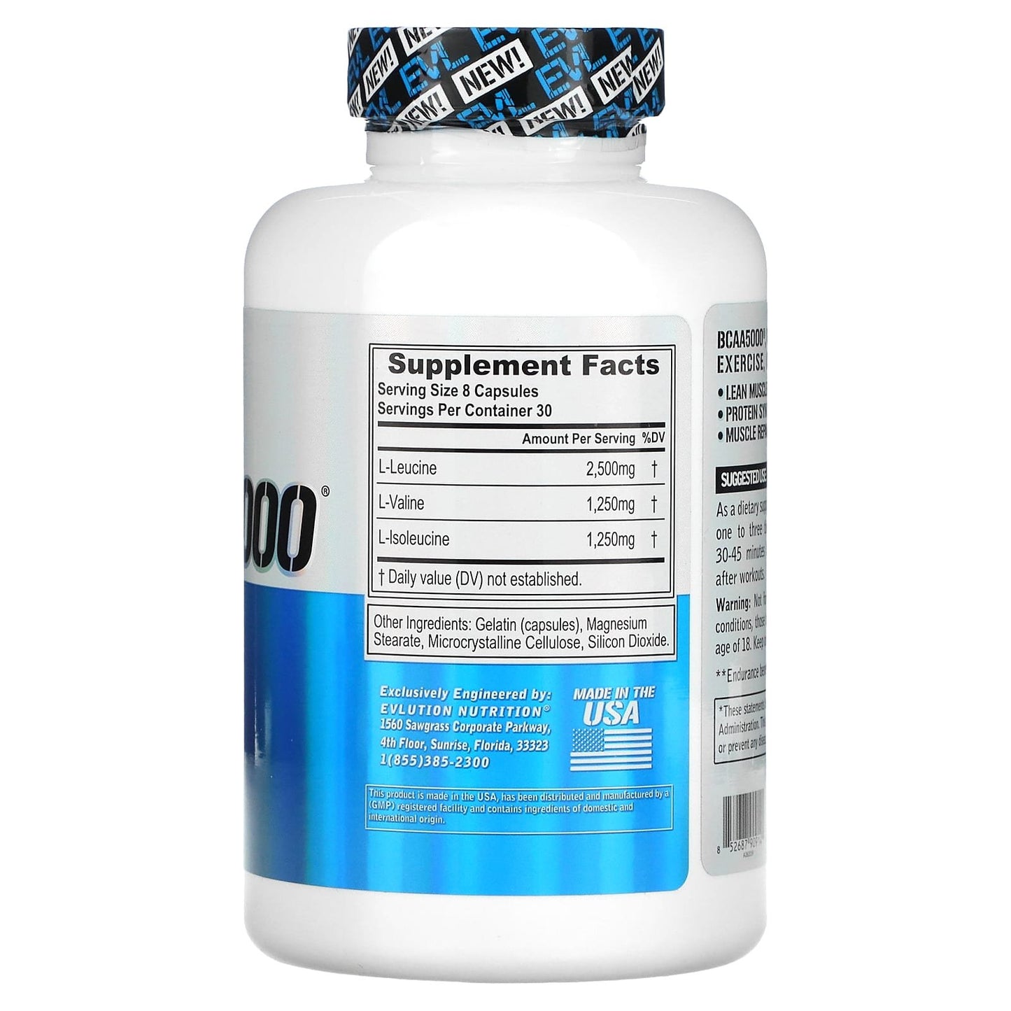 Evolution Nutrition bcaa5000 bodybuilding supplement 240 capsules