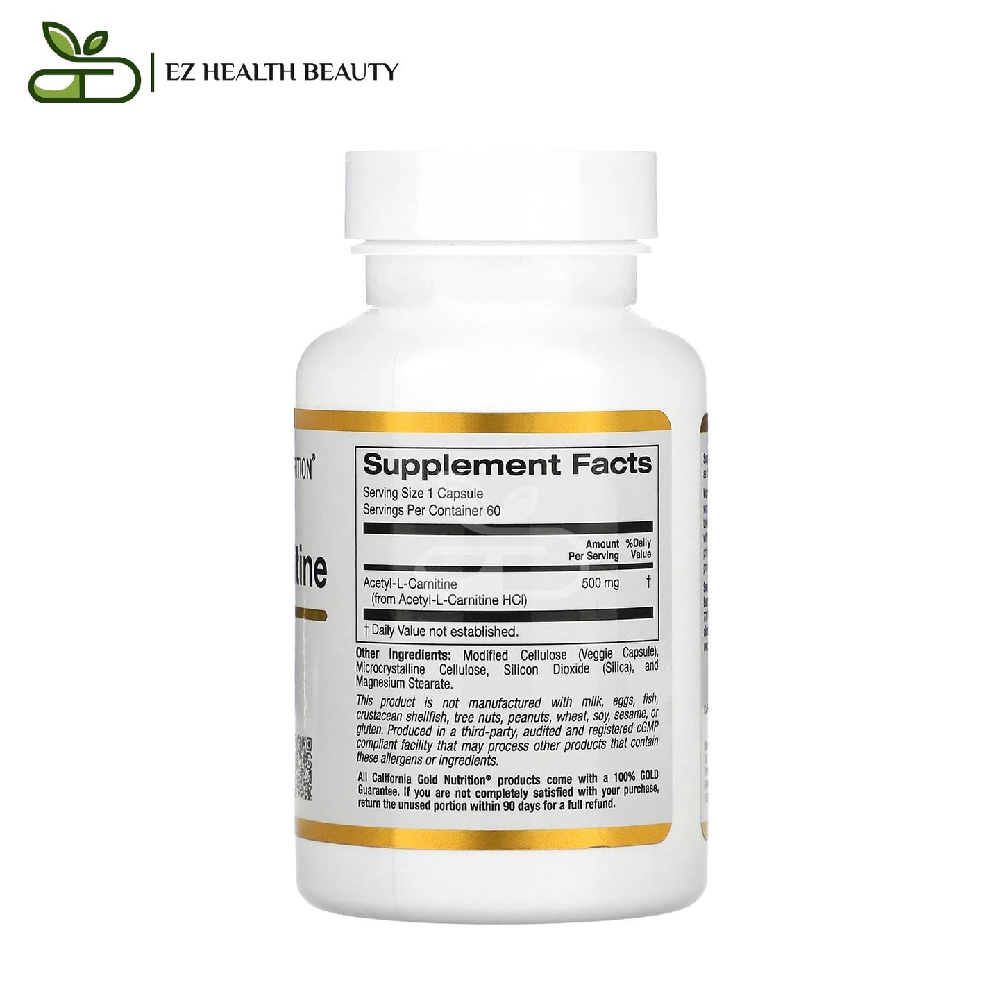 Acetyl L Carnitine Energy Support California Gold Nutrition 500 mg 60 Veggie Capsules