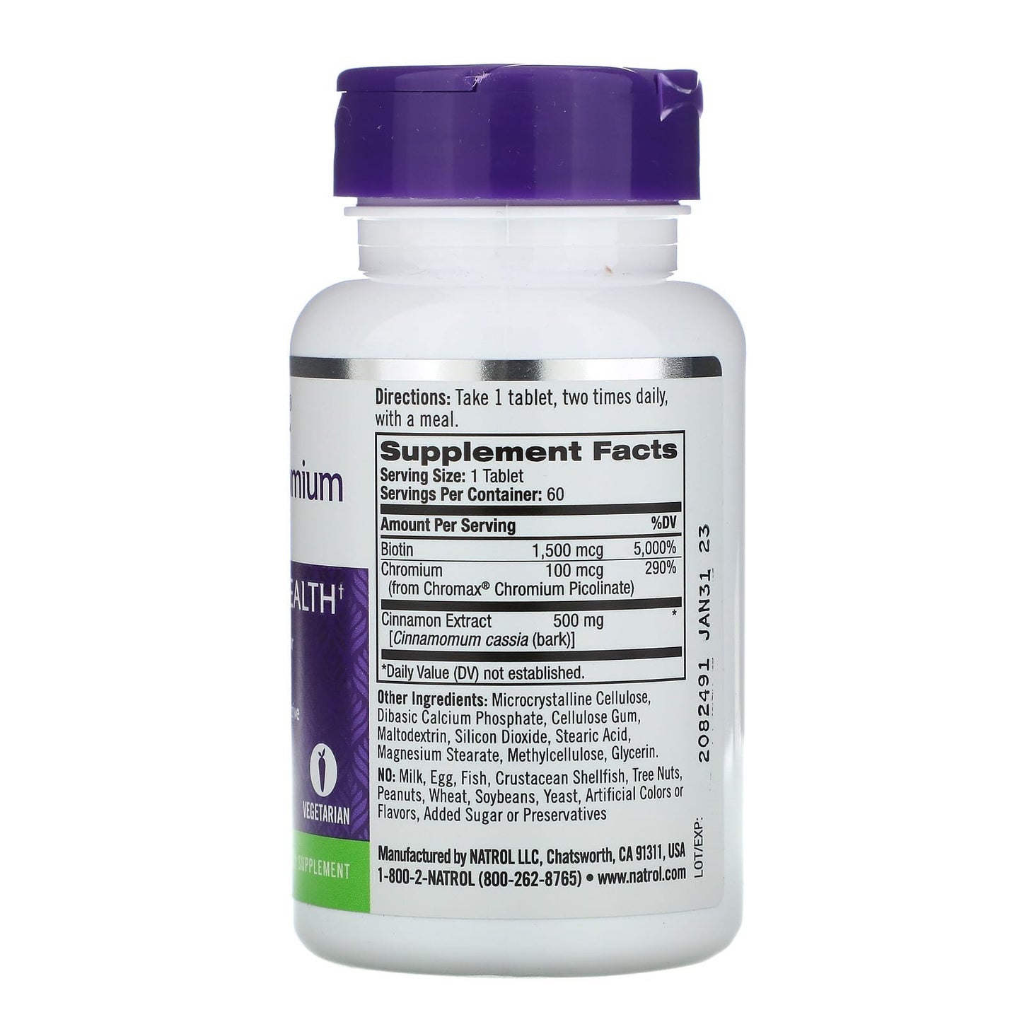 Natrol Cinnamon, Chromium & Biotin for Blood Sugar Health tablets - 60 Tablets