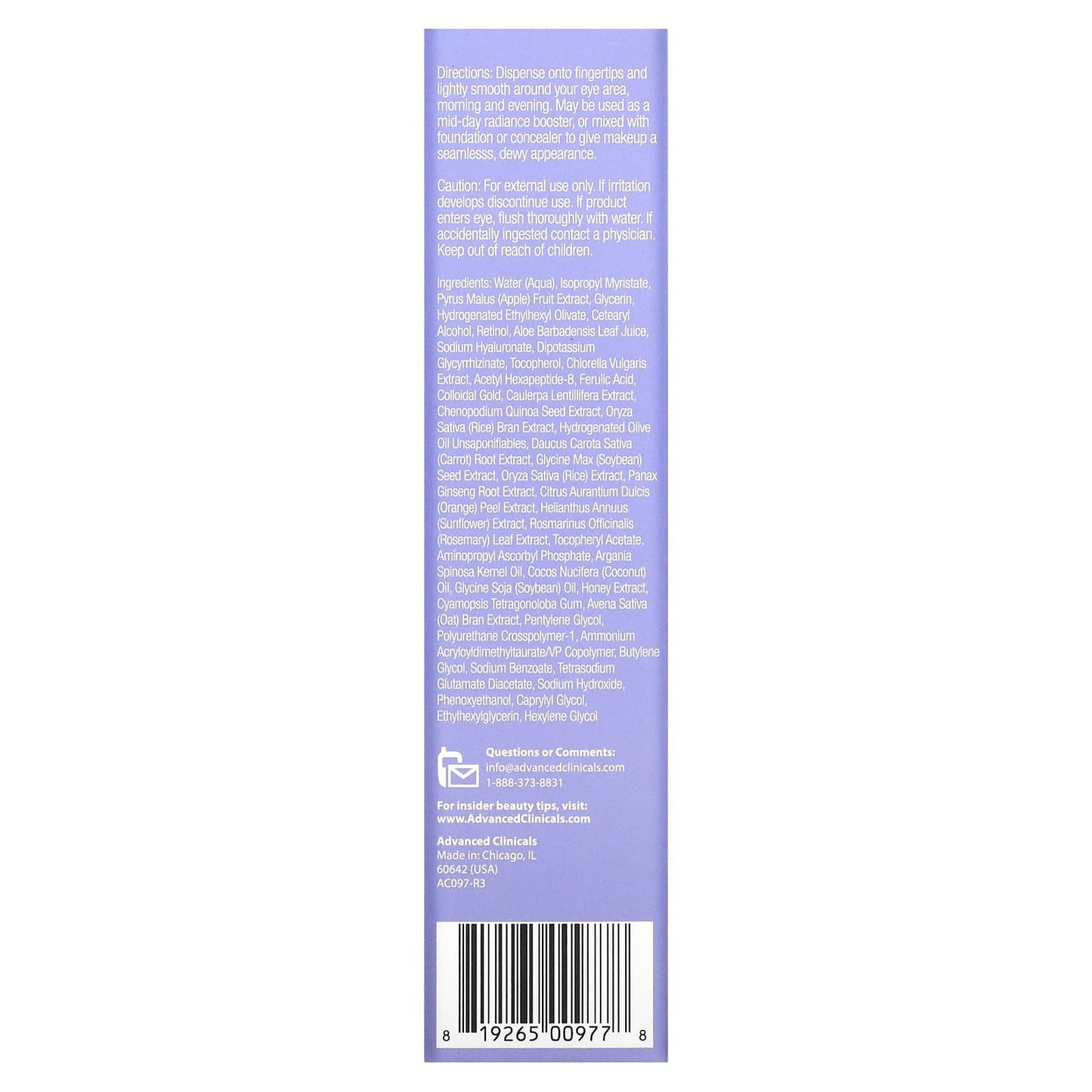 Advanced Clinicals Complete 5 - in - 1 Eye Serum Multi Correction hides dark circles 59 ml