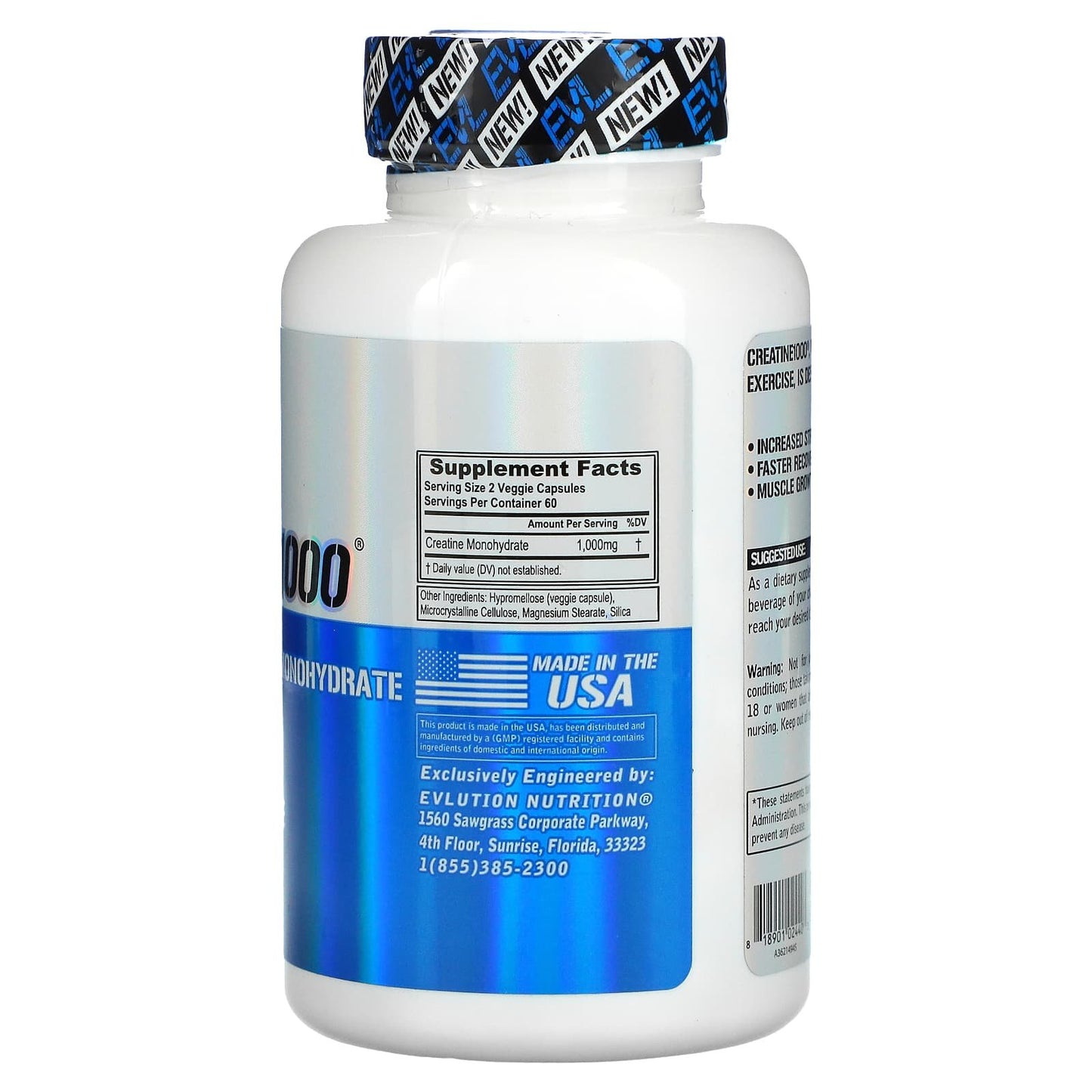 كبسولات كرياتين مونوهيدرات 1000 EVLution Nutrition عدد 120 كبسولة نباتية