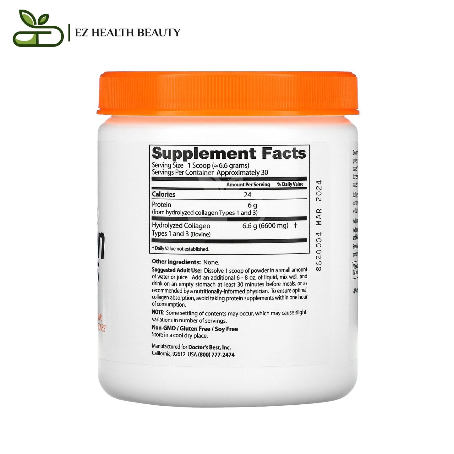 Collagen Powder For Nails, Hair and Joints Doctor`s Best 200 GM