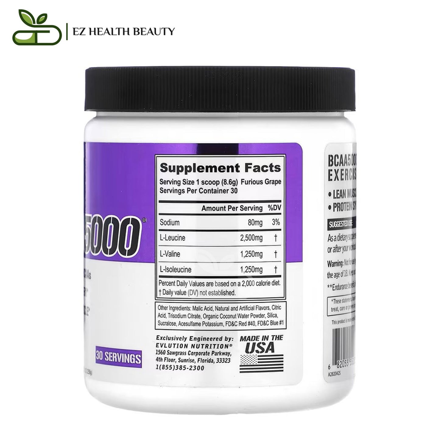EVLution Nutrition BCAA5000, Furious Grape, 9.1 oz (258 g)