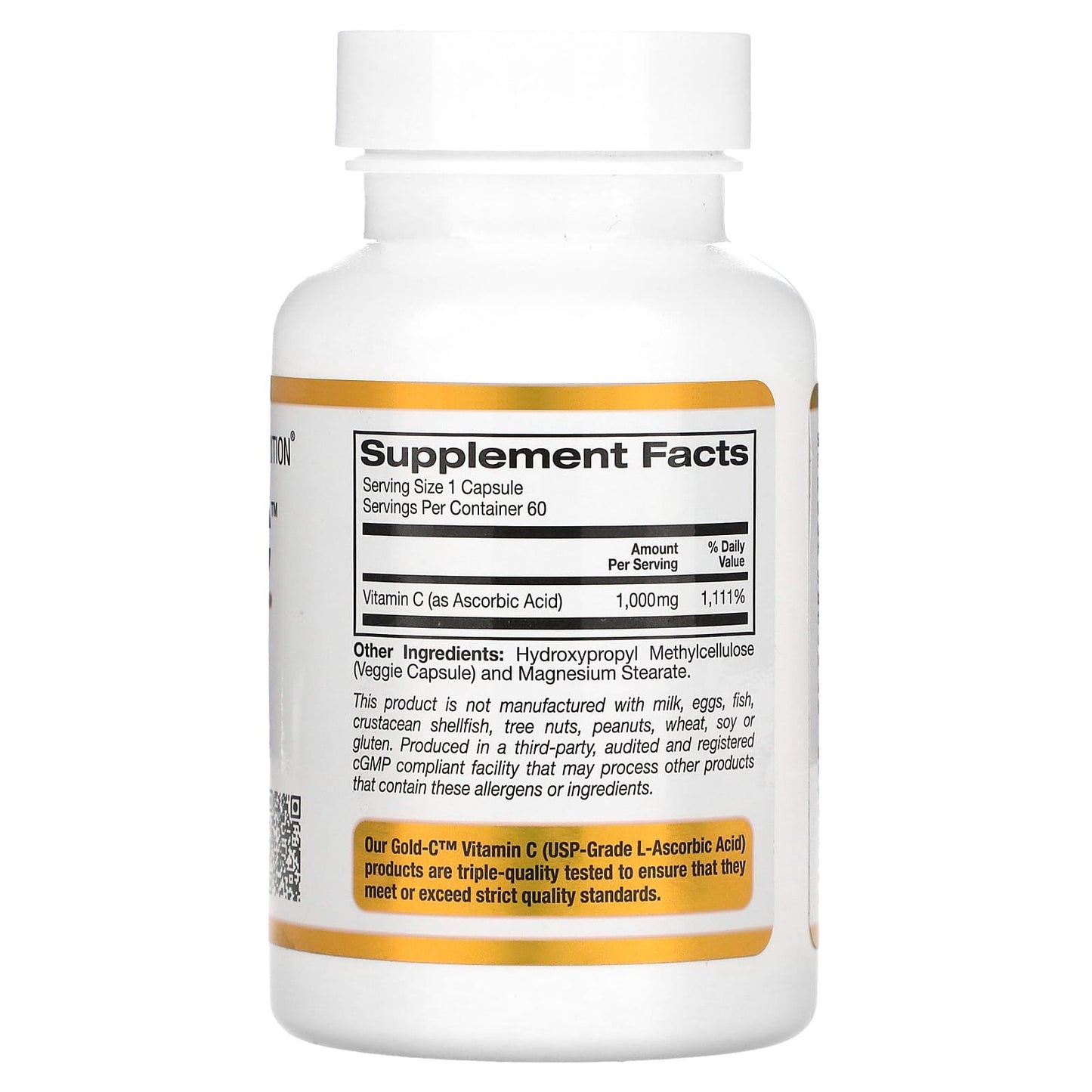 California Gold Nutrition Gold C Vitamin C 1,000 mg immune booster capsules - 60 Capsules