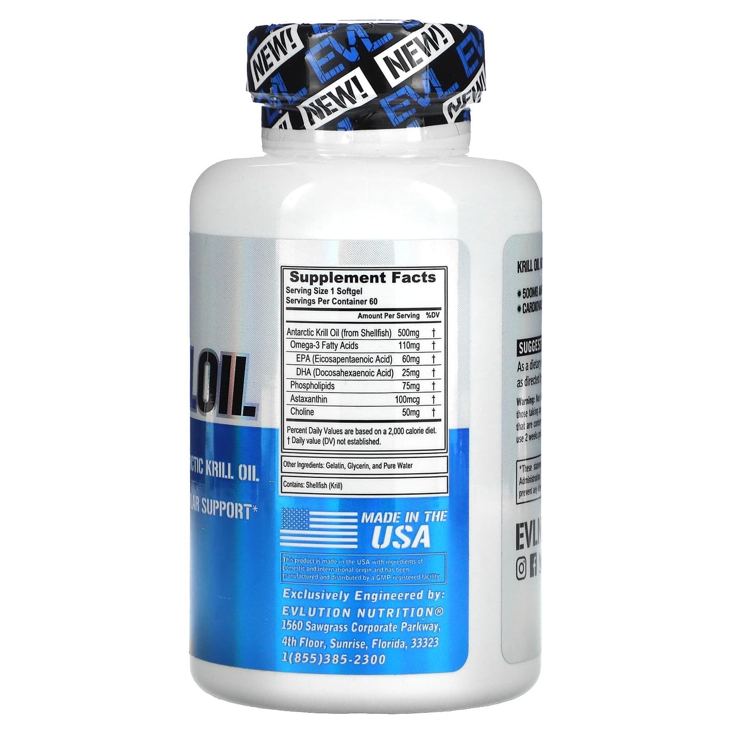 EVLution Nutrition Krill Oil 500 mg omega 3 - 60 Softgels