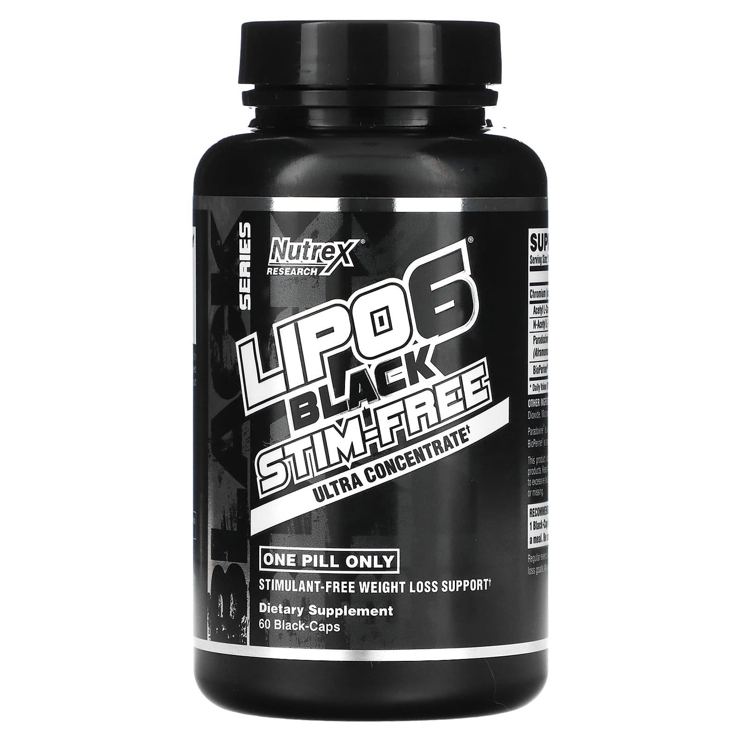 نوتريكس ريسورش كبسولات ليبو 6 بلاك للتخسيس الخالي من المحفزات والكافيين Lipo 6 black stim free عدد 60 كبسولة سوداء