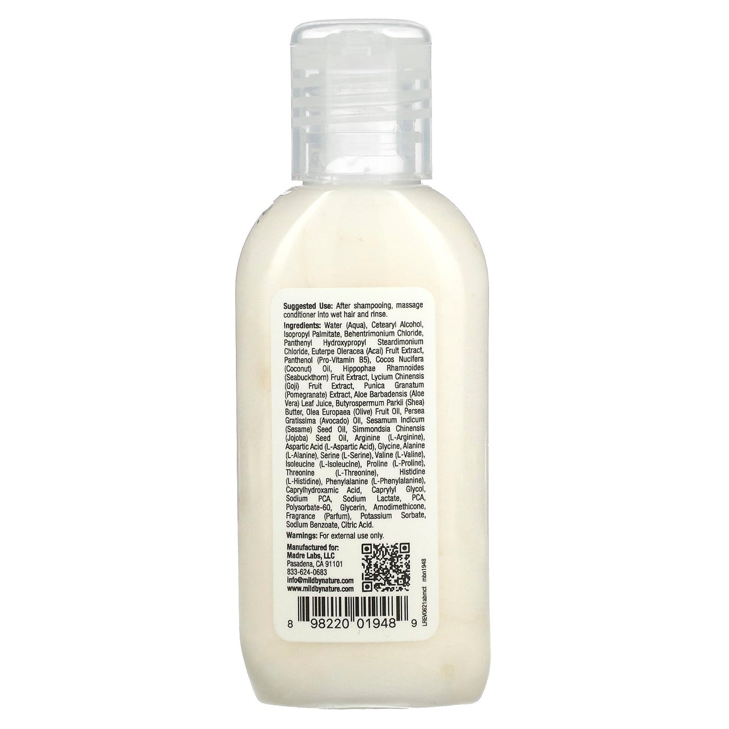 Mild By Nature Acai Berry Moisturizing Conditioner the power of antioxidant-rich superfruits - Travel Size 2.10 fl oz (63 ml)