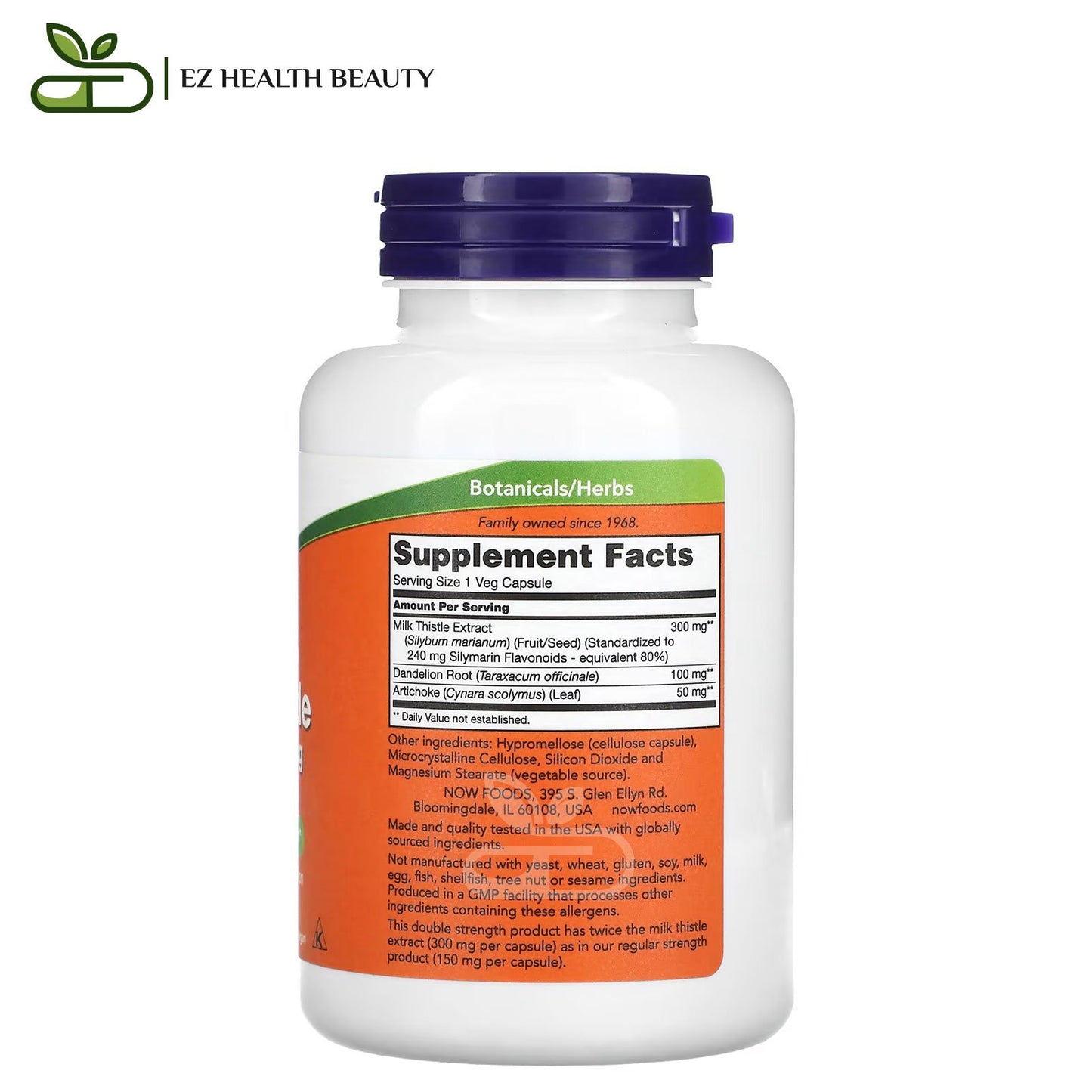 كبسولات سيليمارين مستخلص حليب الشوك لدعم الكبد 300 مجم 200 كبسولة Milk Thistle Extract NOW Foods