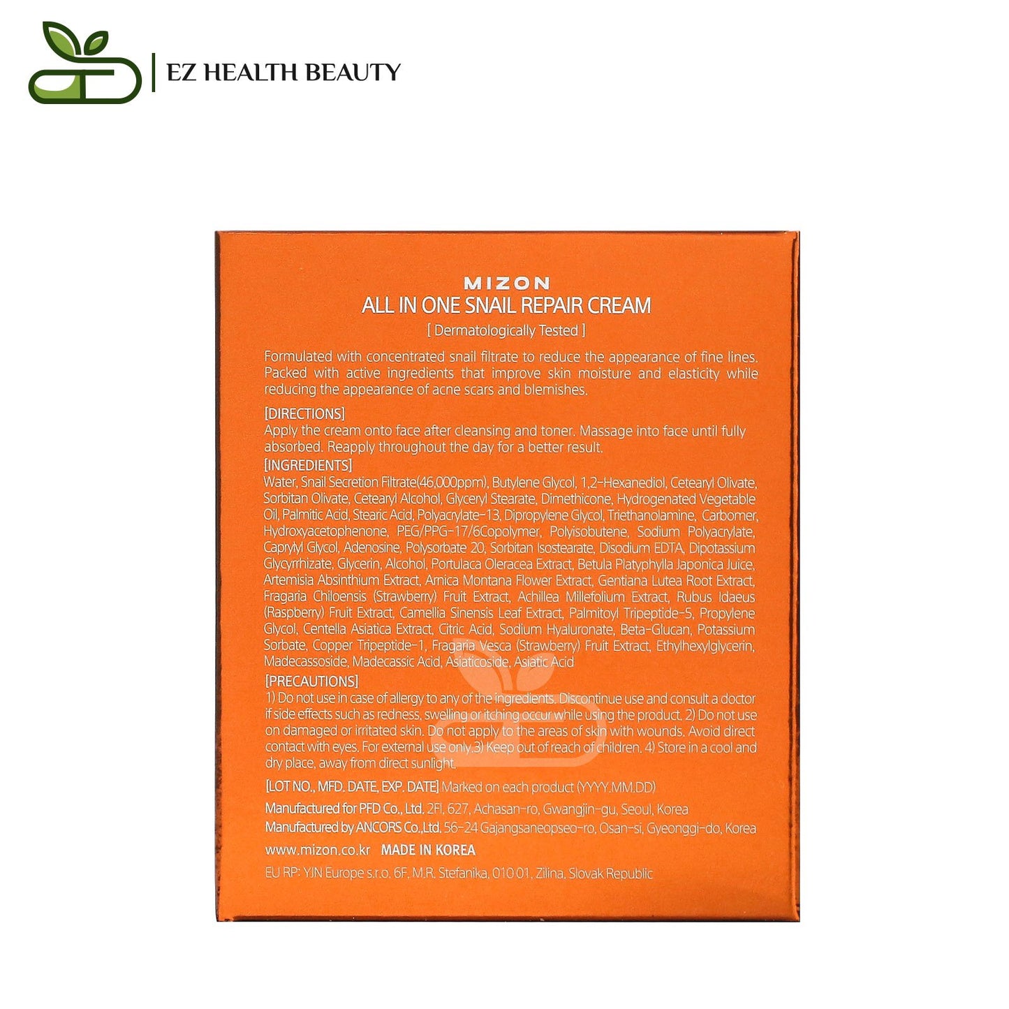 All In One Snail Repair Cream To Protect And Moisturize The Skin Mizon 2.53 fl oz (75 ml)