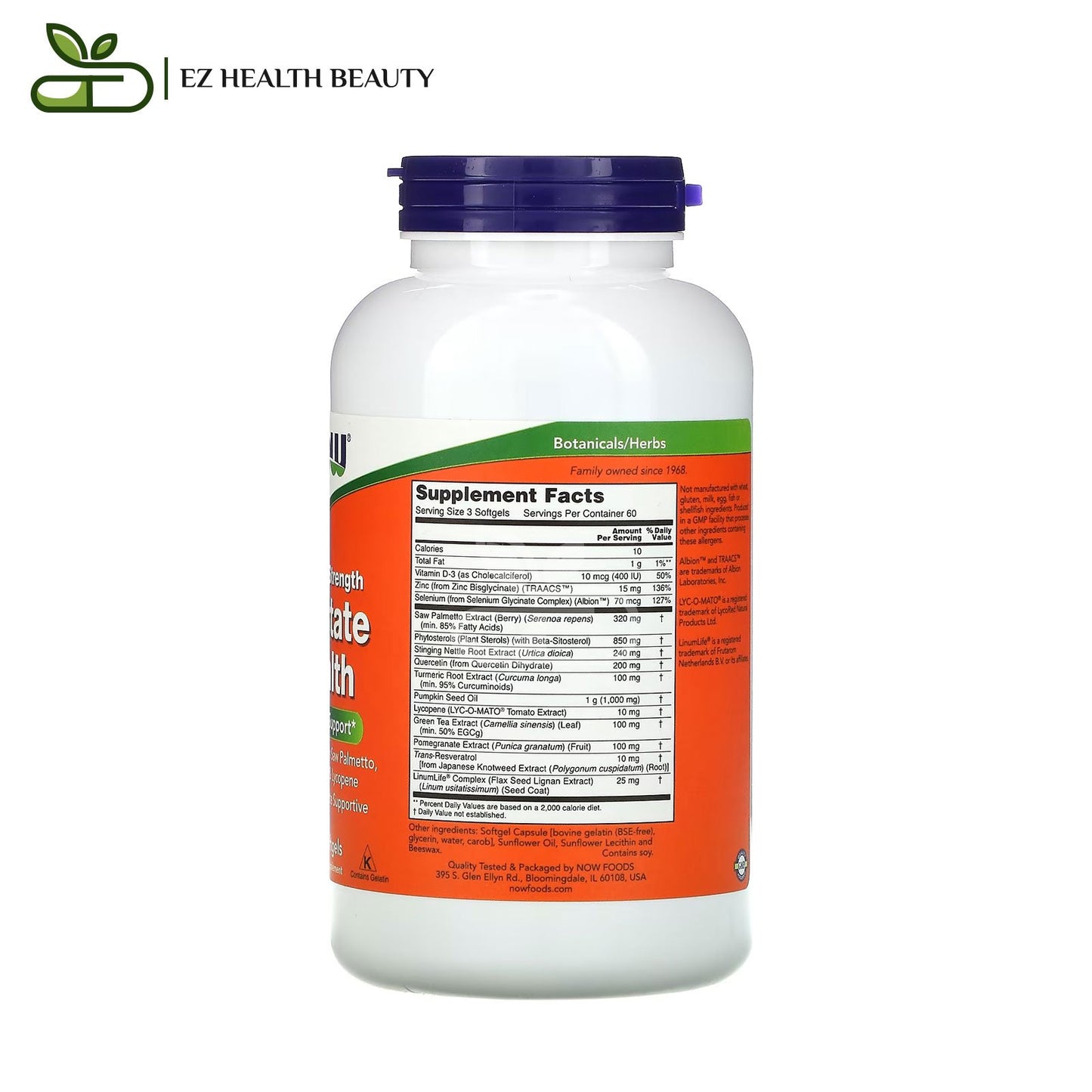 كبسولات بروستات هيلث ناو فودز 180 كبسولة هلامية | NOW Foods Clinical Strength Prostate Health