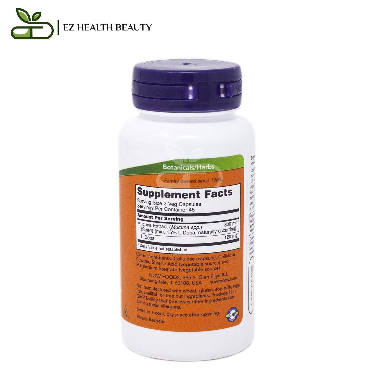NOW Foods Dopa Mucuna, 90 Veg Capsules to support brain health