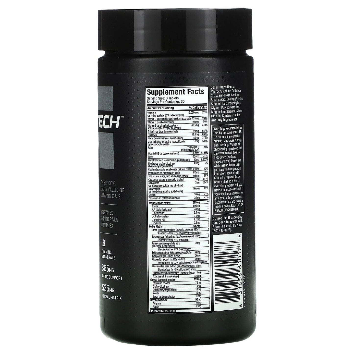 MuscleTech platinum multivitamin supplement for overall healthy support - 90 Tablets