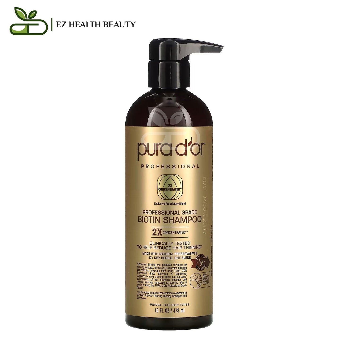 بورا دور شامبو بيوتين لعلاج الشعر الخفيف 473 مل Professional Grade Biotin Shampoo Pura D'or