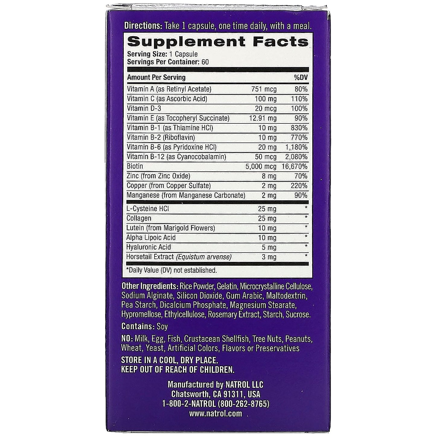 Natrol hair skin and nails women's multivitamin capsules - 60 capsules