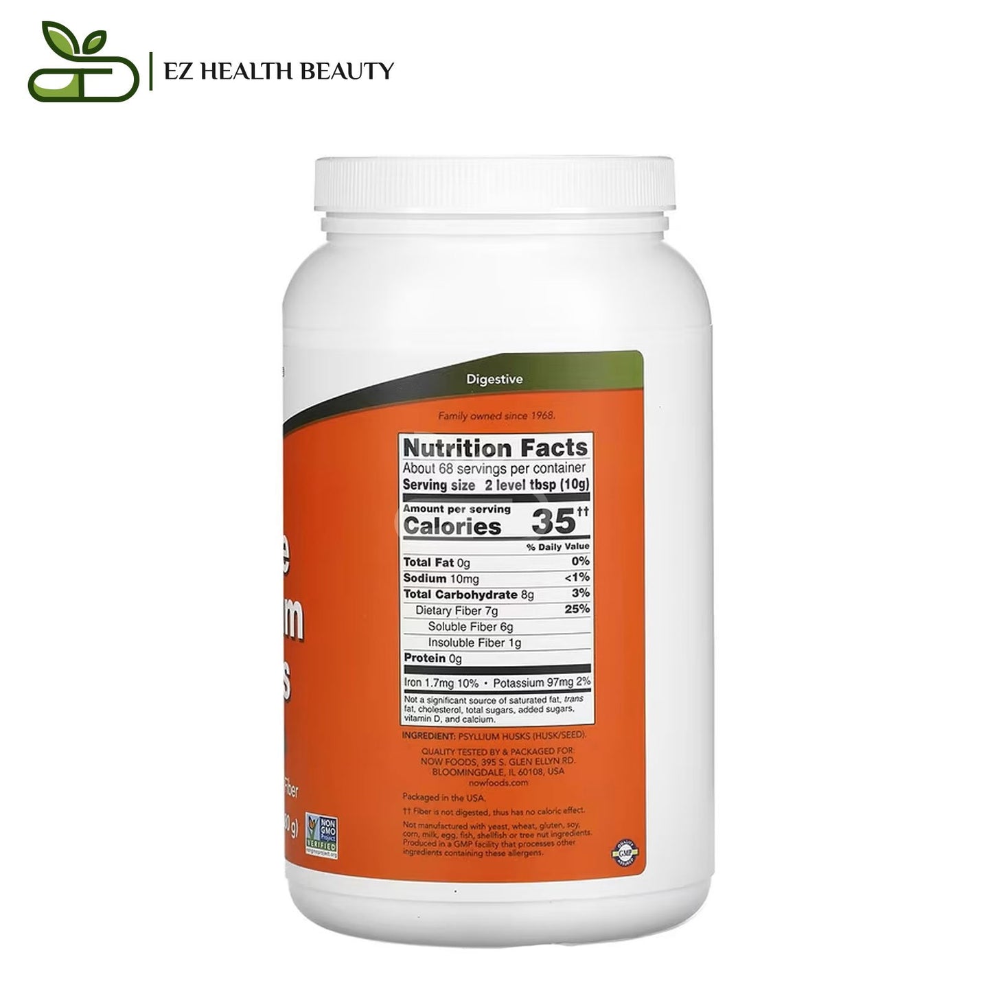 قشور السيليوم لسهولة الهضم 24 أونصة (680 جم) Whole Psyllium Husks NOW Foods