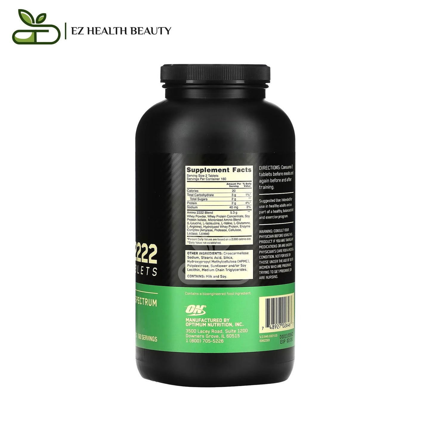 Superior Amino 2222 Optimum Nutrition - 320 Tablets to raising energy levels