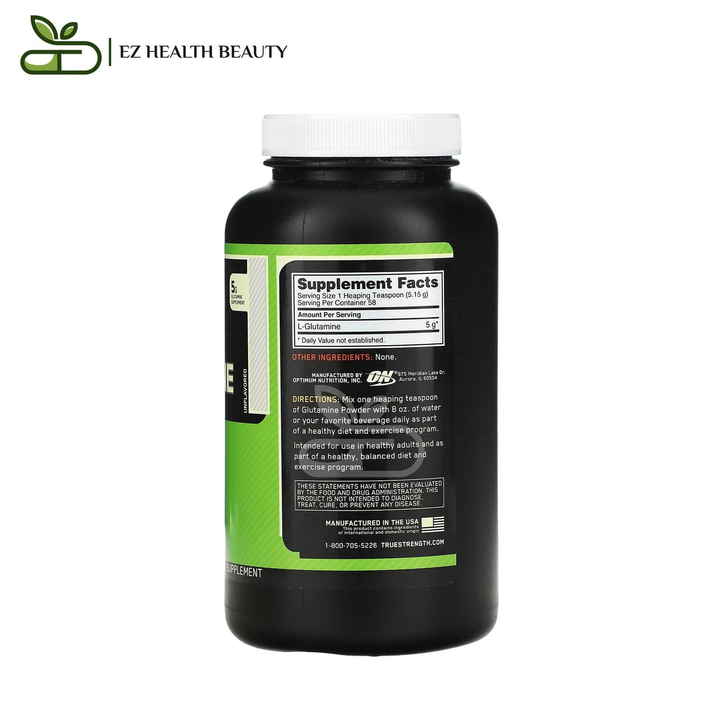 Glutamine Powder Unflavored Optimum Nutrition - (300 g) to Promote immune health