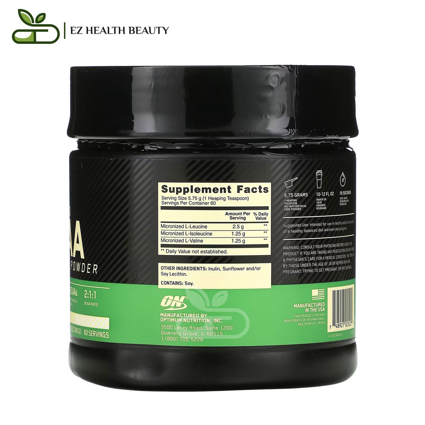 Instantized BCAA 5000 Powder Unflavored Optimum Nutrition - (345 g)