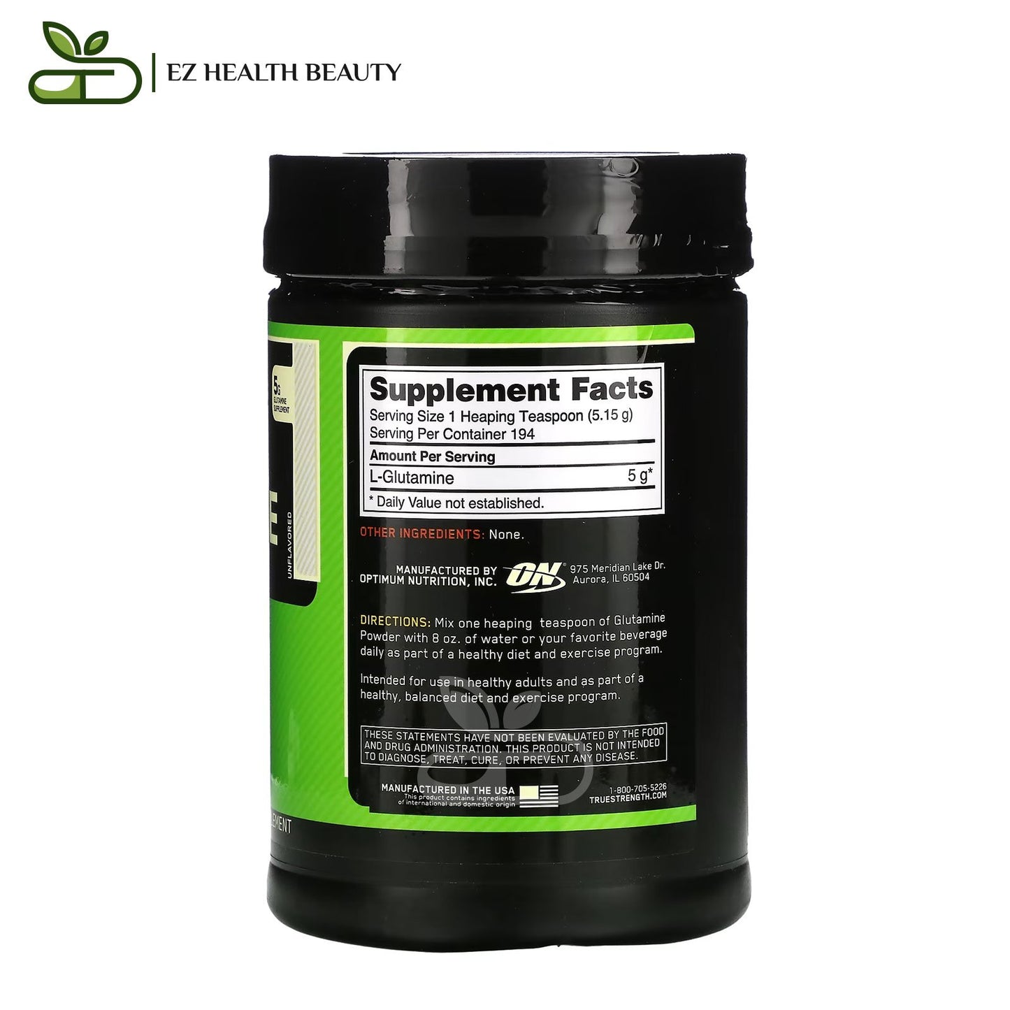 Glutamine Powder Supplement Unflavored Optimum Nutrition - (1 kg) for strengthen immune health