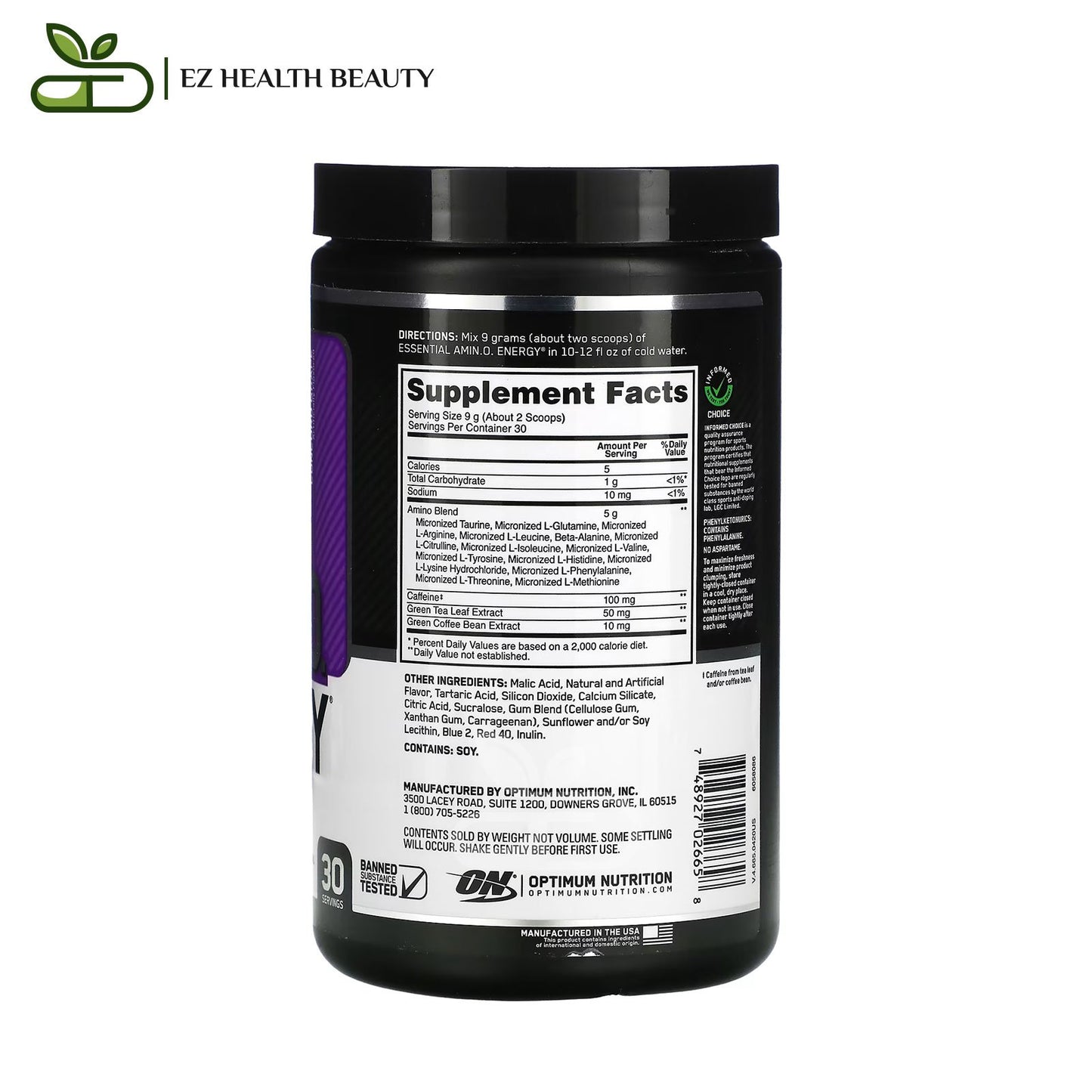 Essential Amino Energy Concord Grape Optimum Nutrition - (270 g) for Raising energy levels