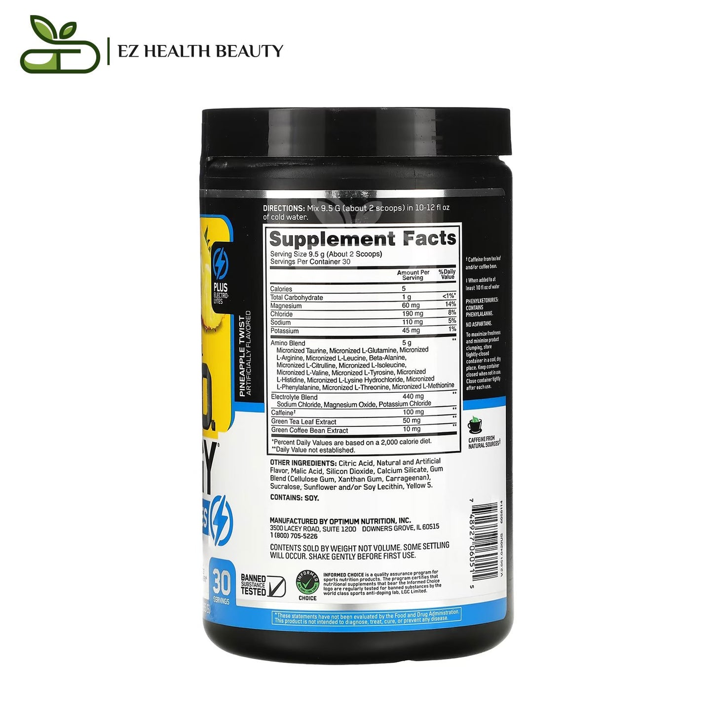 Supplement Amino Energy + Electrolytes Pineapple Twist Optimum Nutrition - (285 g)