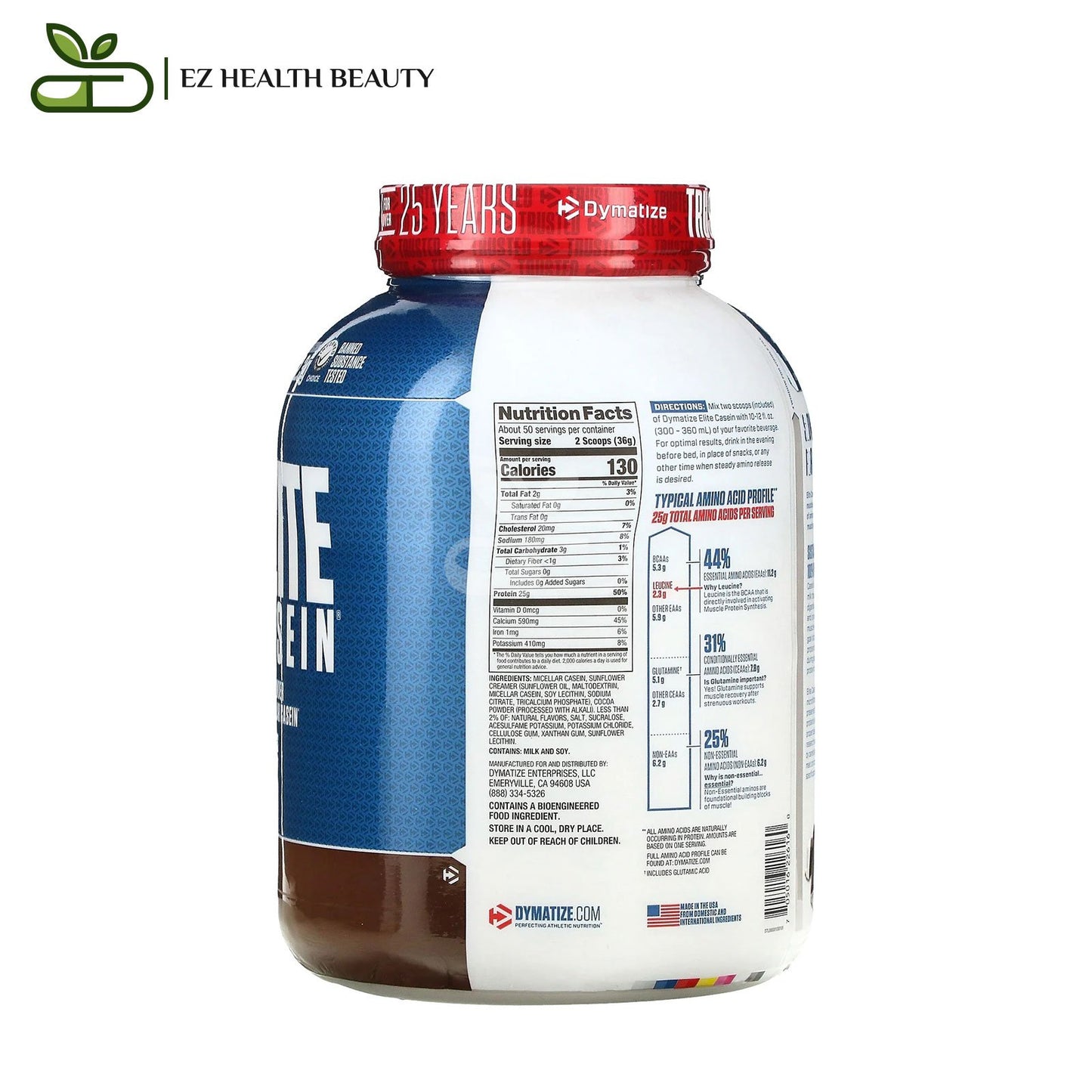 Dymatize Elite Casein ديماتيز إليت كازين نكهة الشيكولاتة الغنية 1.8 كجم