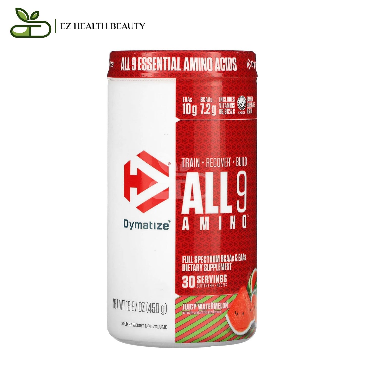 بودر الأحماض الأمينية الكاملة التسعة ALL 9 AMINO Dymatize عصير البطيخ 450 جرامًا