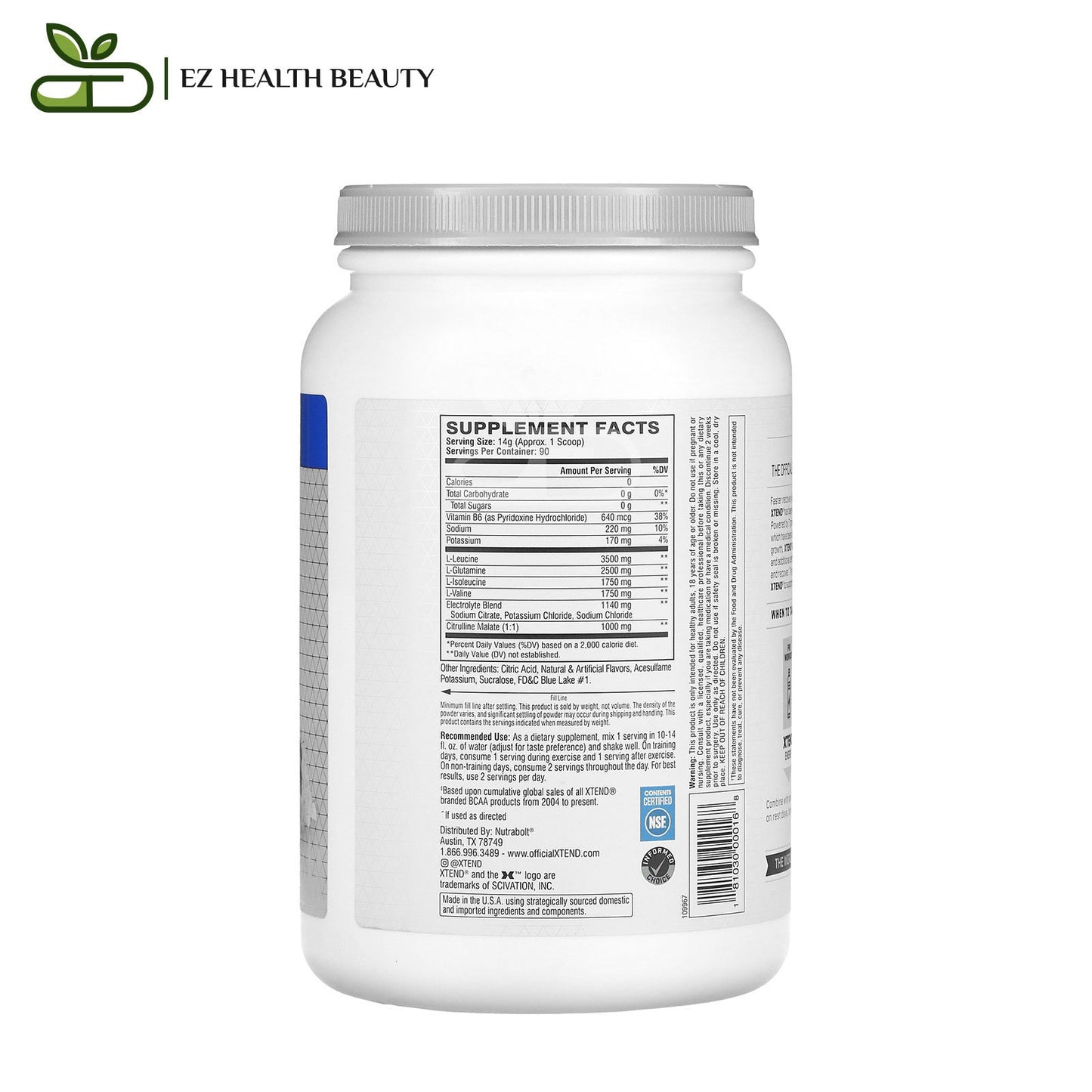 بروتين BCAA إكستند أوريجينال لتعزيز العضلات توت العليق الأزرق المثلج 1,26 كجم The Original 7G BCAA Xtend