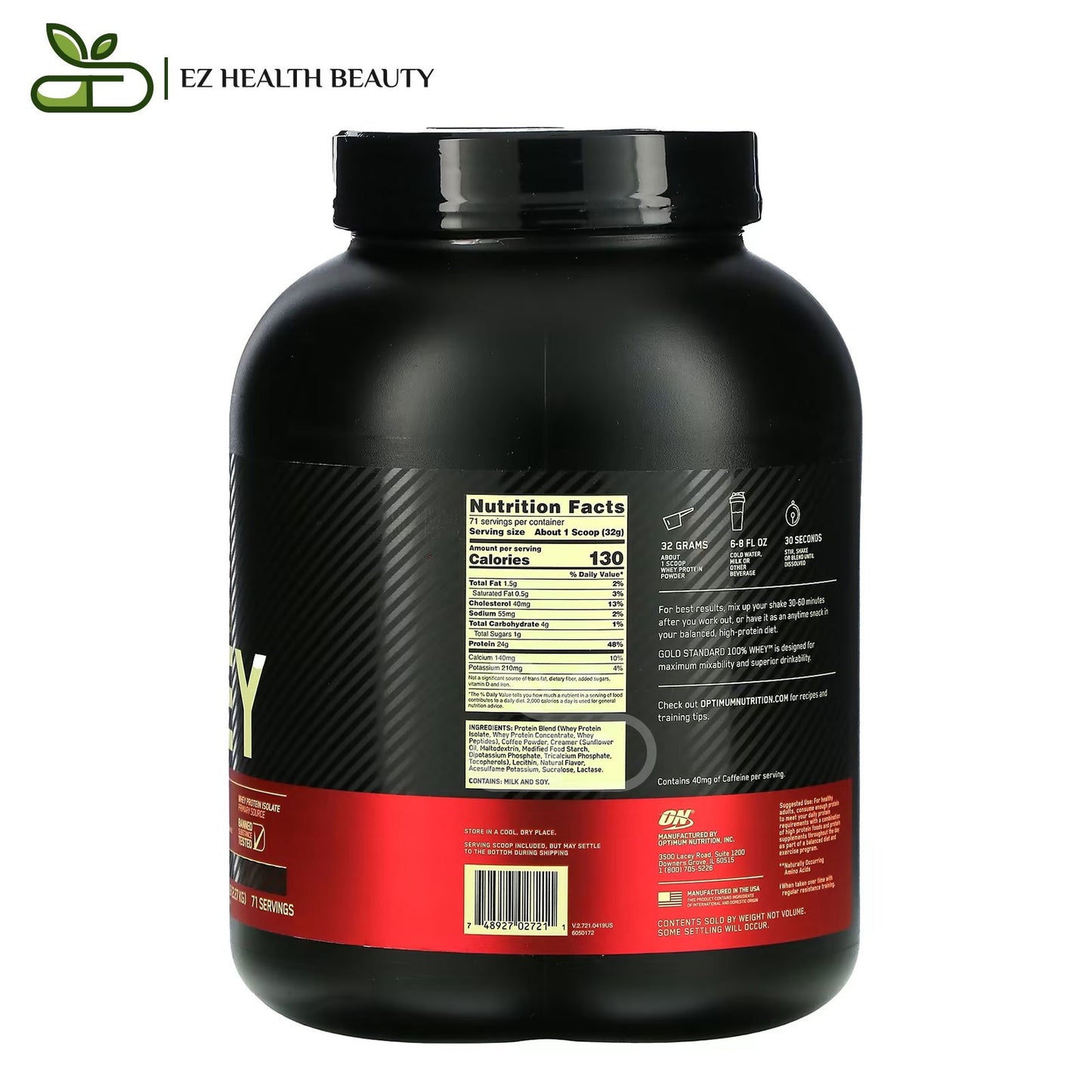 Whey Gold Standard Coffee Optimum Nutrition - (2.27 kg) for Muscle strengthening