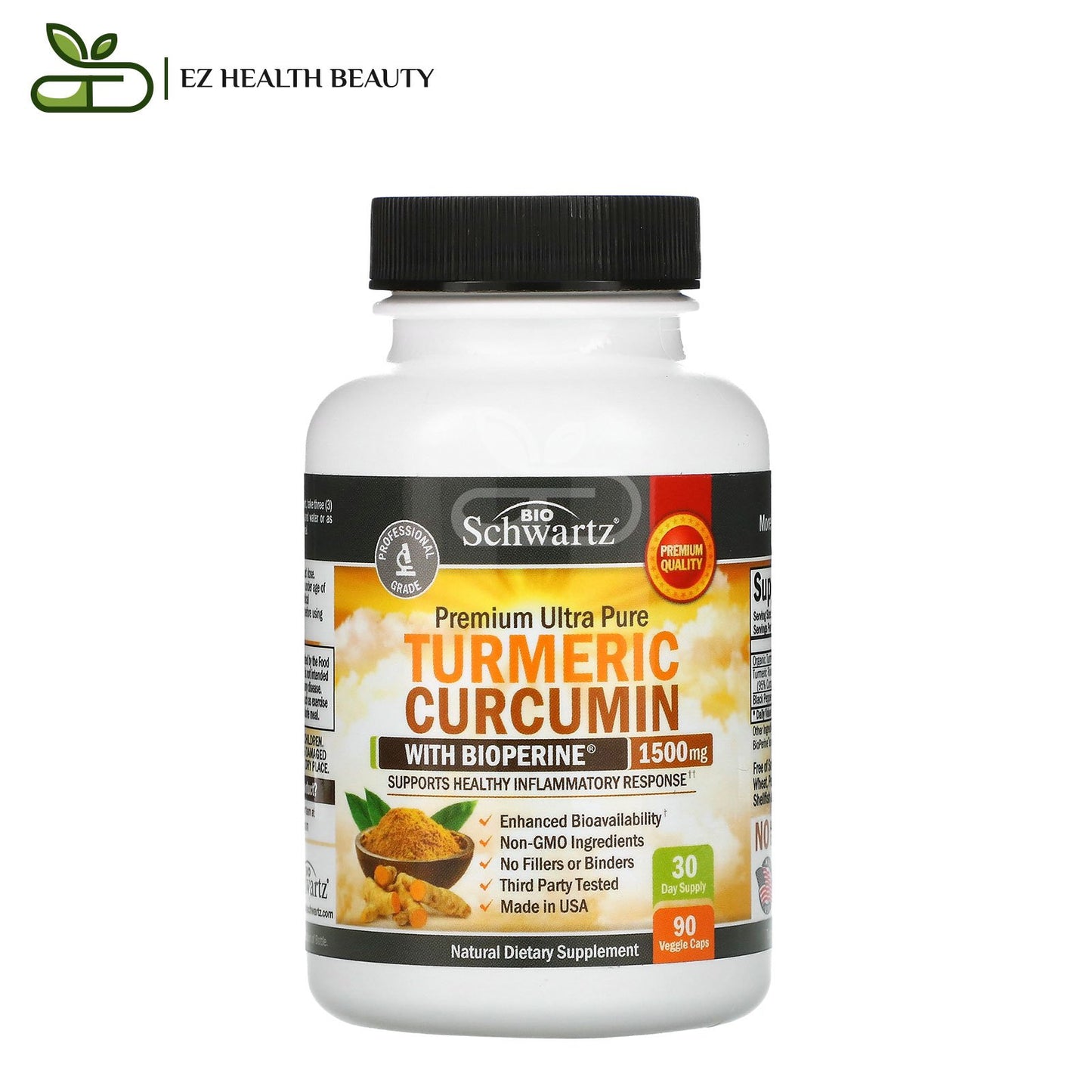 Turmeric Curcumin With Bioperine Promotes Inflammatory Response Bioschwartz 500 mg 90 Caps