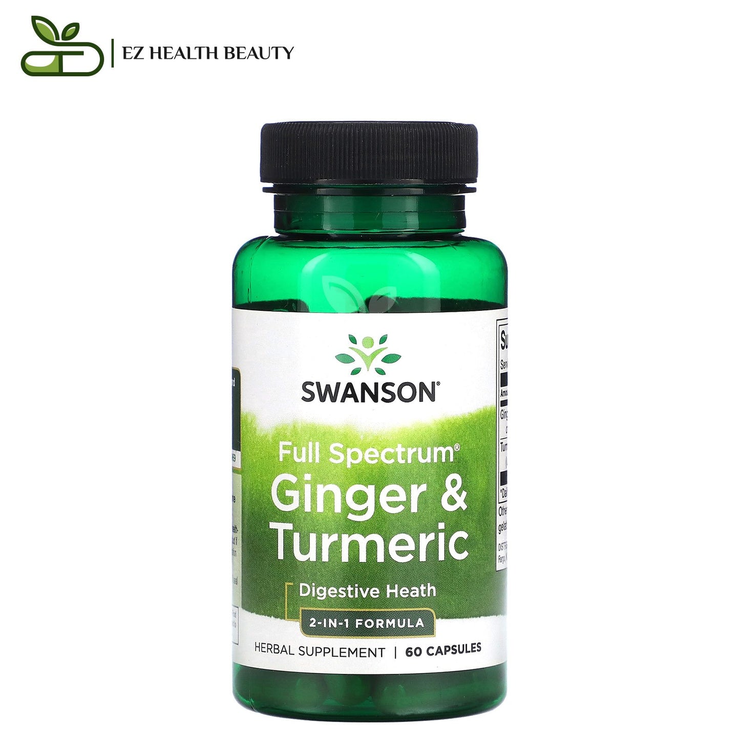 Full Spectrum Ginger and Turmeric Supplements For Digestive System Swanson 60 Capsules