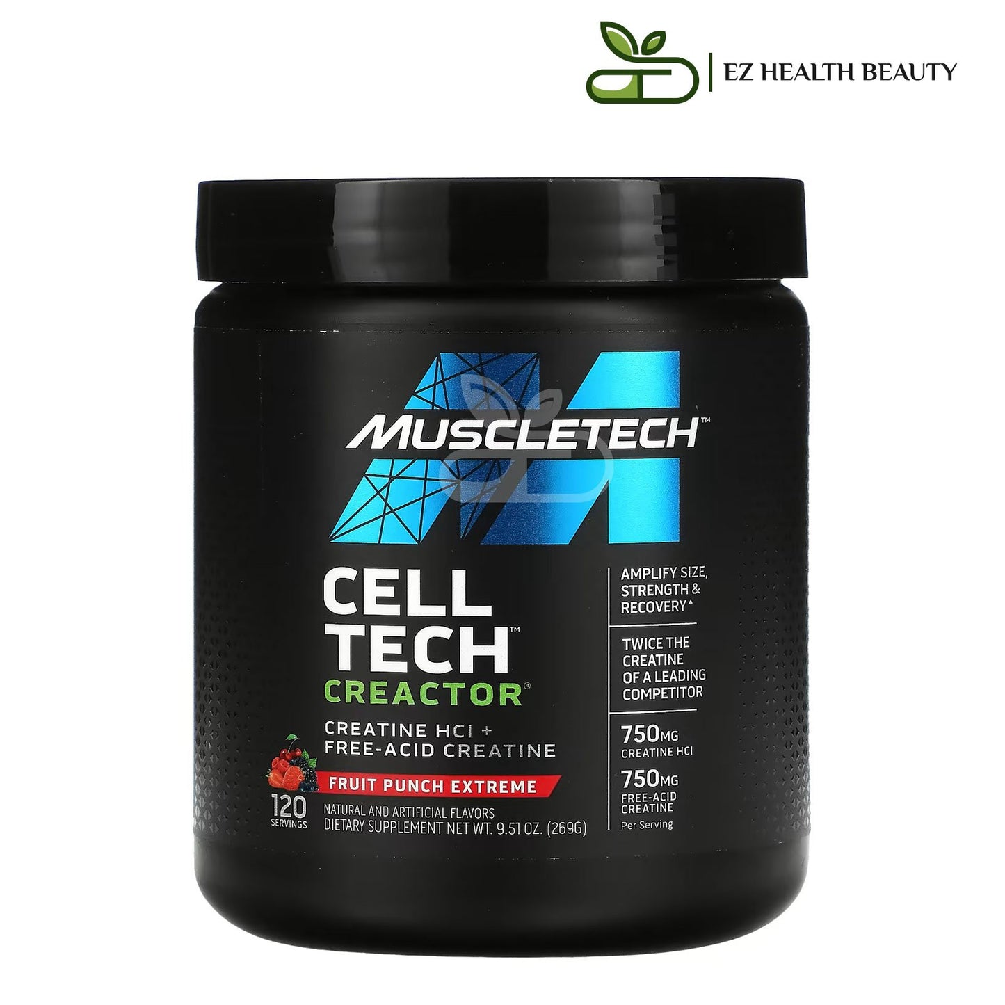 ماسلتيك مكمل الكرياتين HCL لتقوية العضلات 268 جرام بنكهة الفواكه – MuscleTech Cell tech Creatine HCL